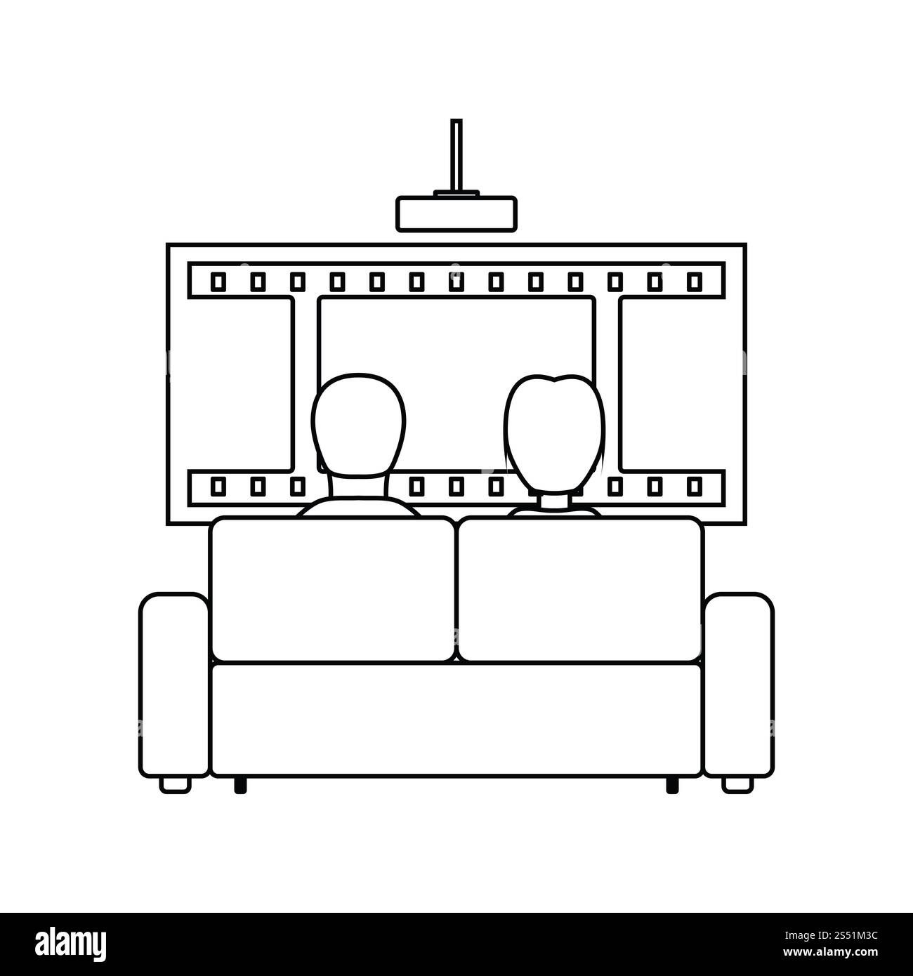 Cinema sofa Symbol. Thin Line Design. Vector Illustration. Stockfoto