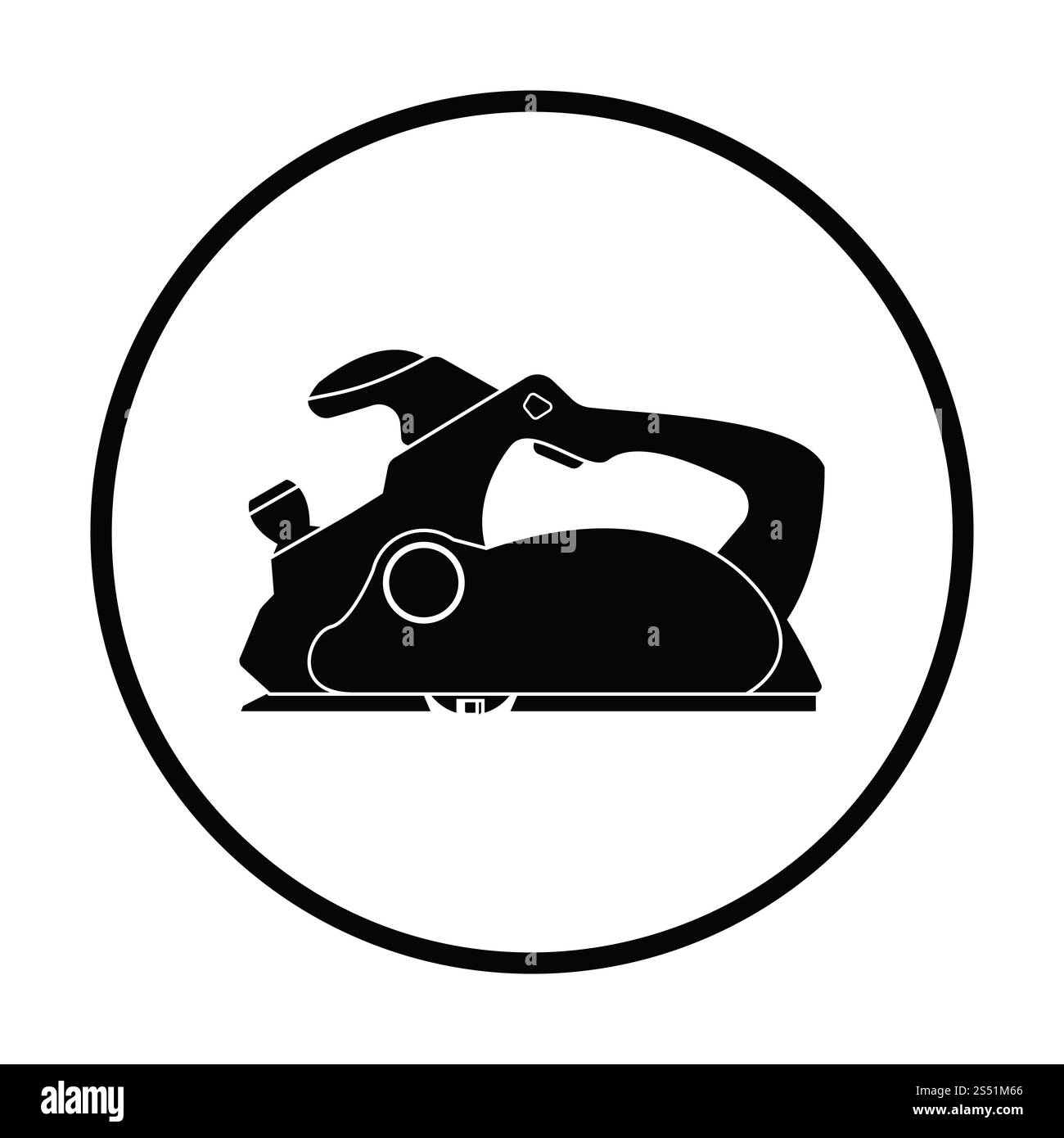 Elektrische hobel Symbol. Dünne Kreis Design. Vector Illustration. Stockfoto