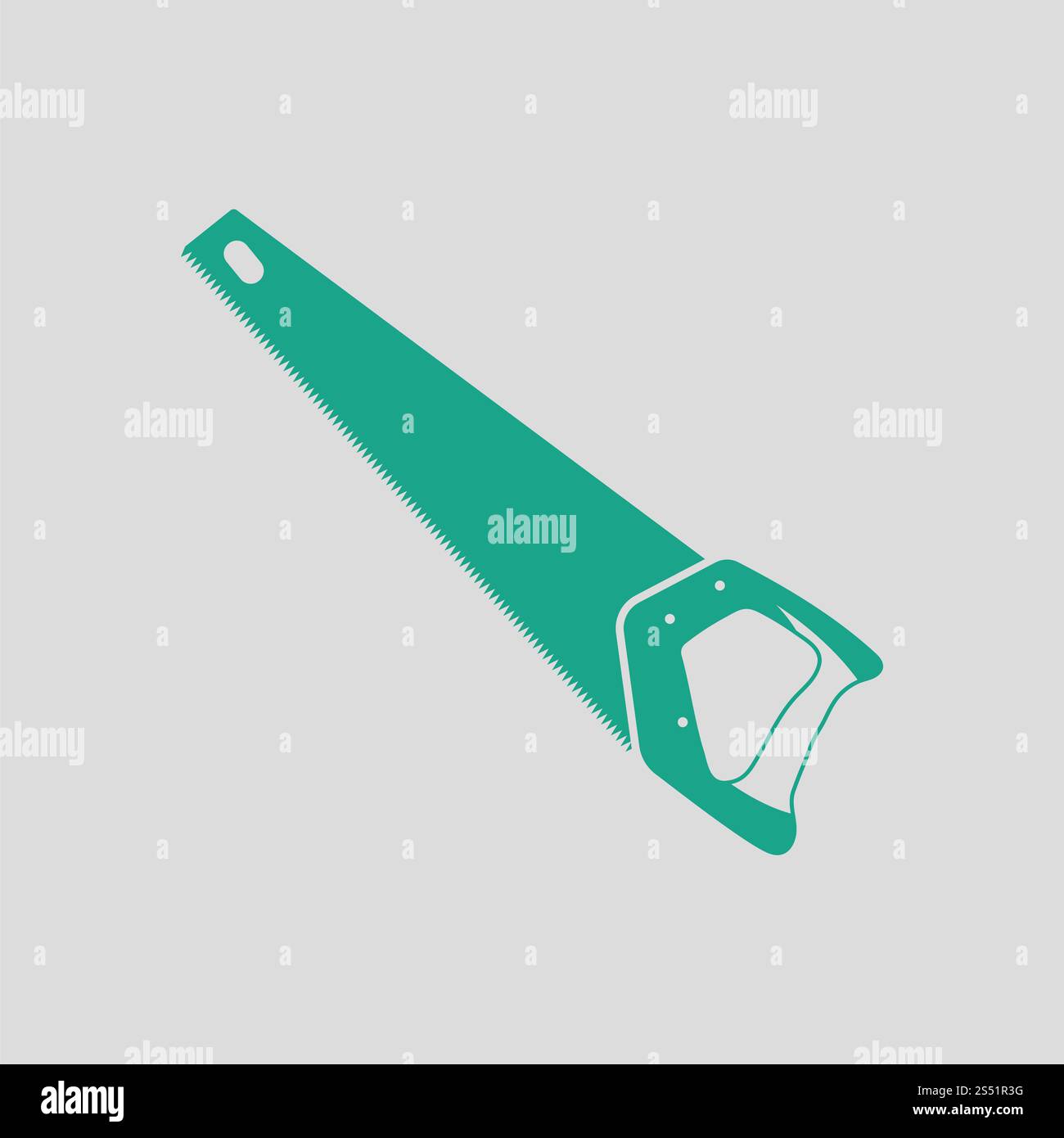 Handsäge Symbol. Grauer Hintergrund mit grün. Vektor-Illustration. Stockfoto