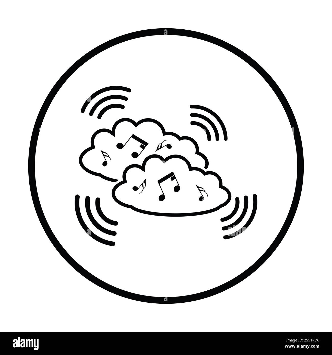 Musik-Cloud-Symbol. Dünnen Kreis Design. Vektor-Illustration. Stockfoto