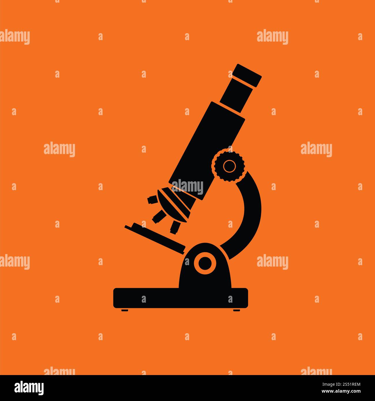 Schule-Mikroskop-Symbol. Orangefarbenen Hintergrund mit schwarz. Vektor-Illustration. Stockfoto