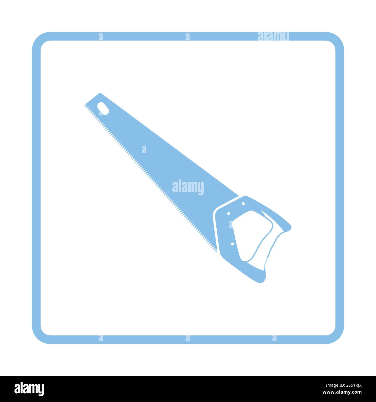 Handsäge Symbol. Blauer Rahmen-Design. Vektor-Illustration. Stockfoto