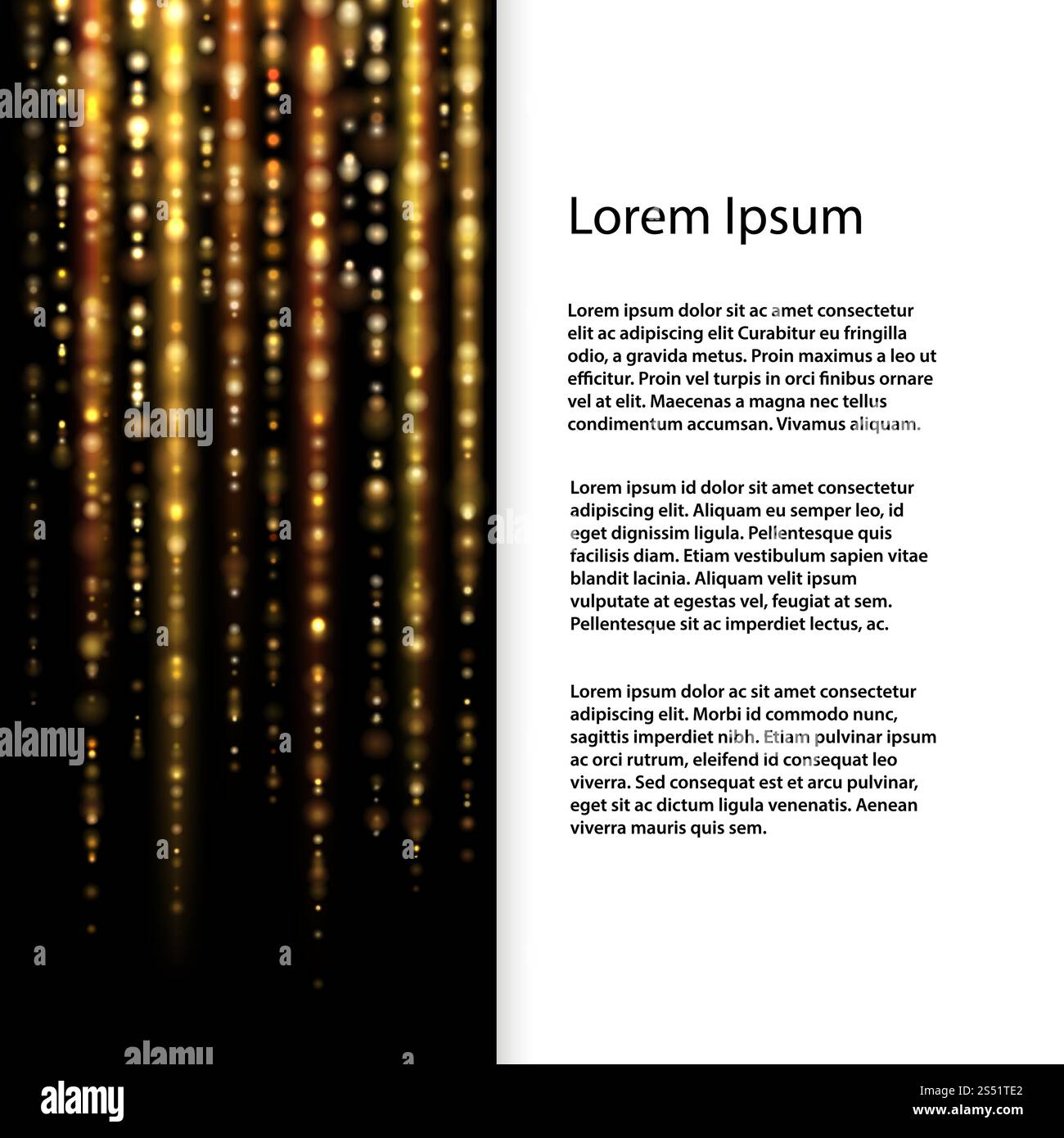 Abstrakter Glitzereffekt in Gold mit herabfallenden Leuchtpartikeln. Vektorabbildung. Glitzernder goldener Glitzereffekt mit herabfallenden Leuchtpartikeln Stock Vektor