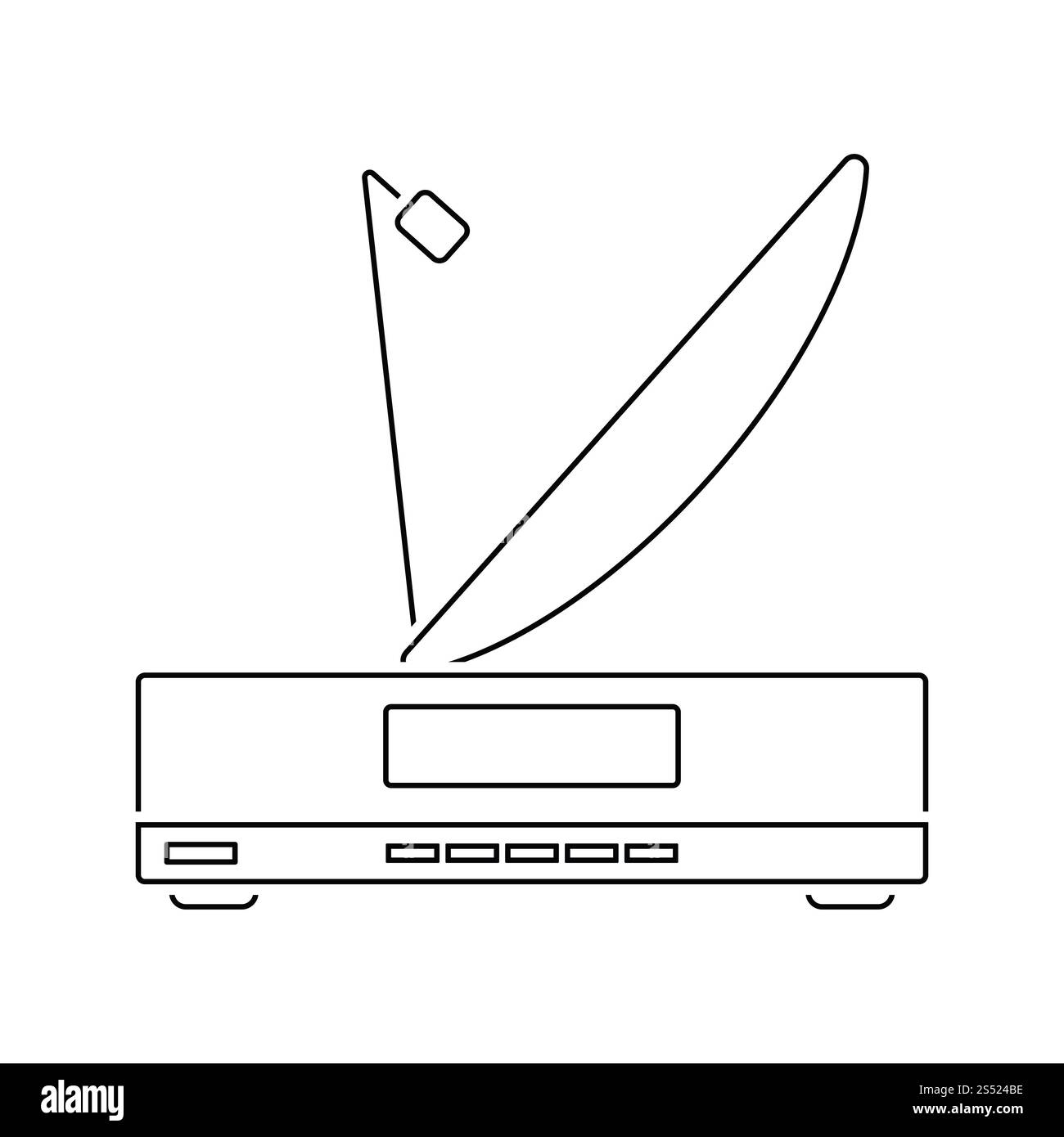 Sat-receiver mit Antenne-Symbol. Thin Line Design. Vector Illustration. Stockfoto