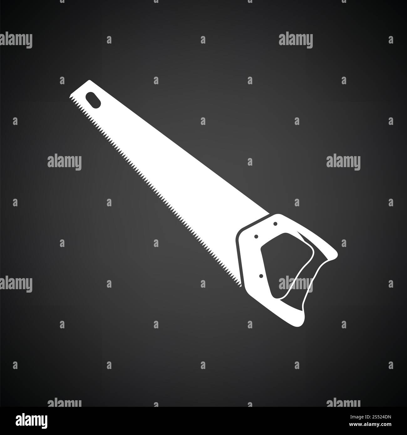 Handsäge Symbol. Schwarzer Hintergrund mit weißen. Vektor-Illustration. Stockfoto