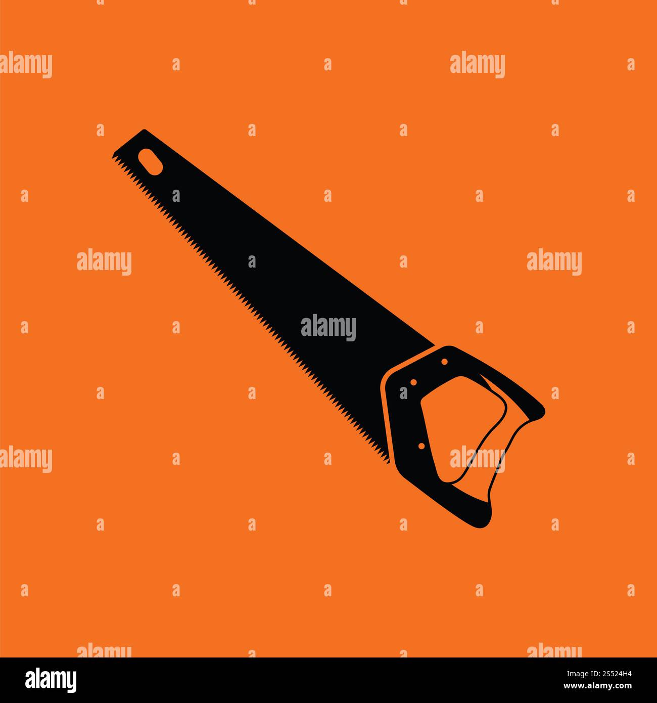 Handsäge Symbol. Orangefarbenen Hintergrund mit schwarz. Vektor-Illustration. Stockfoto
