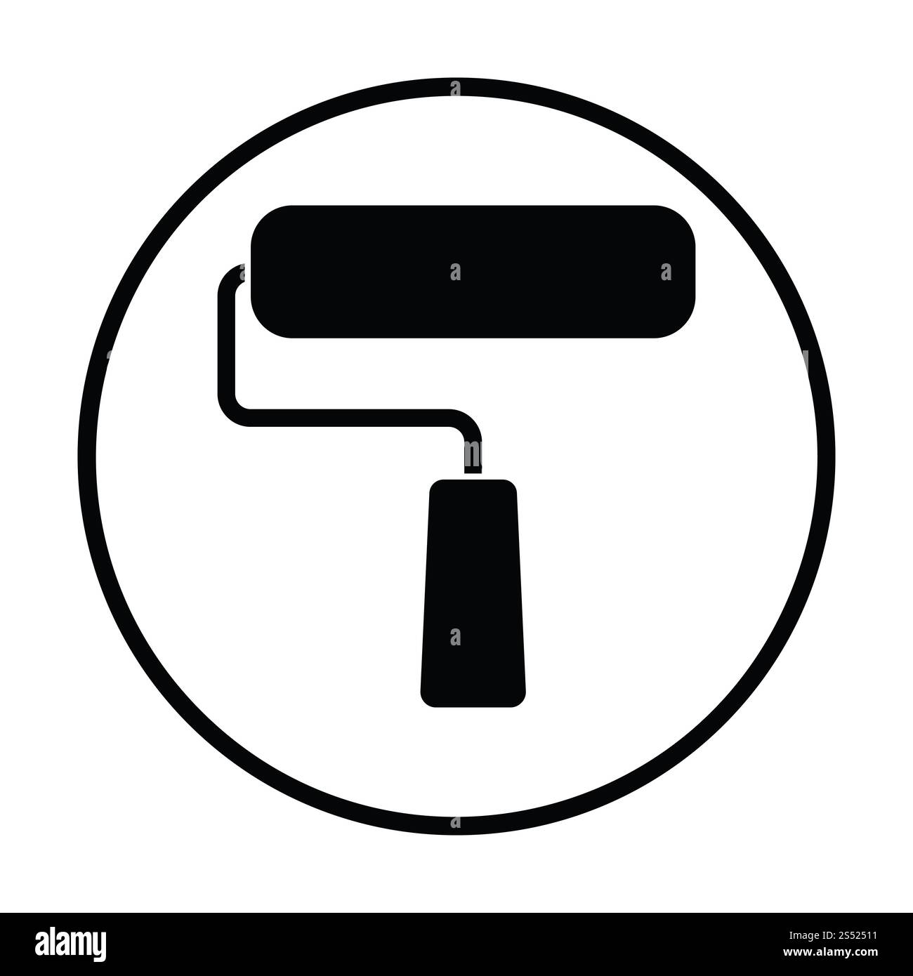 Ikone des Bau-Pinsel. Dünnen Kreis Design. Vektor-Illustration. Stockfoto