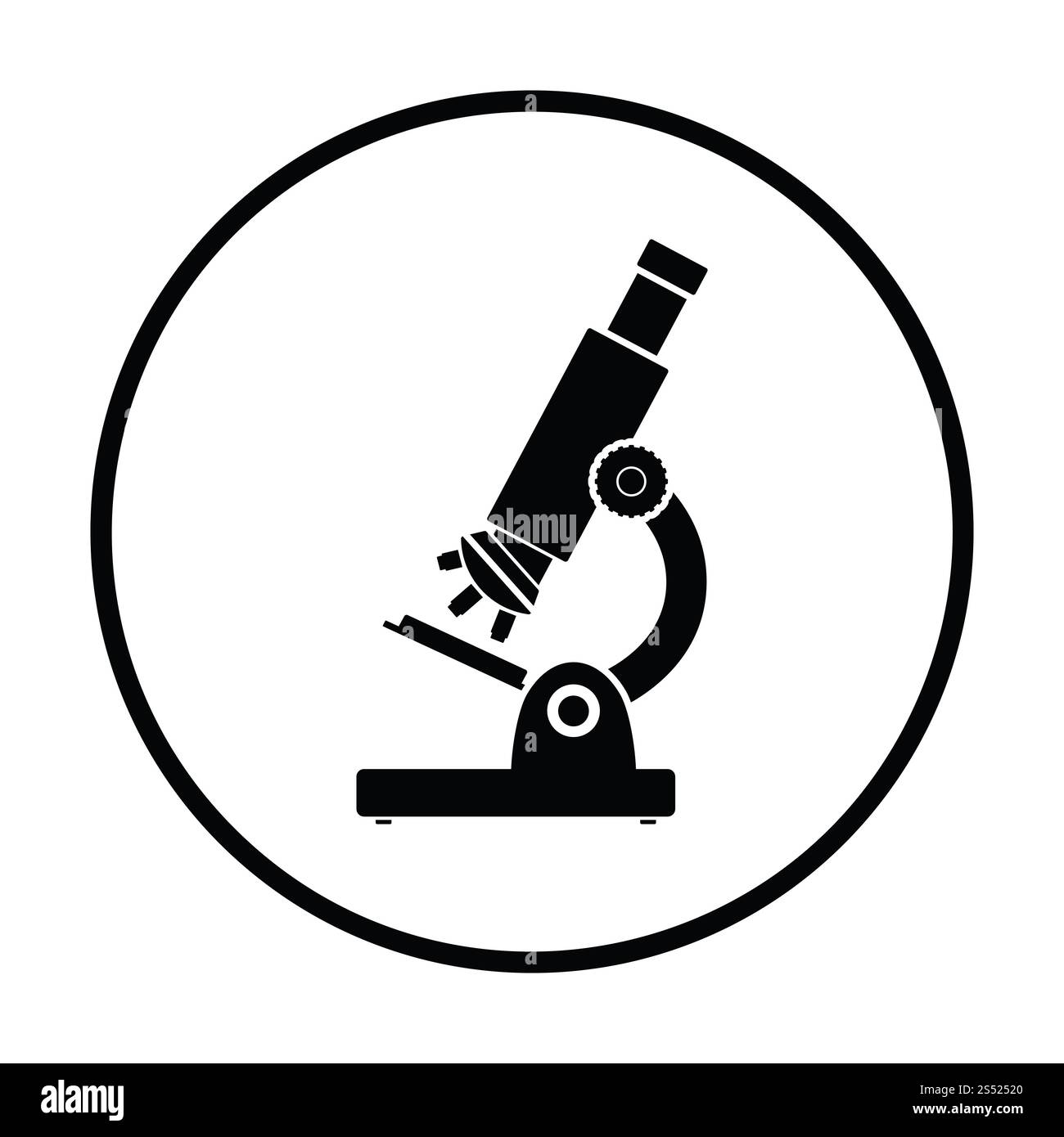 Schule Mikroskop Symbol. Dünne Kreis Design. Vector Illustration. Stockfoto