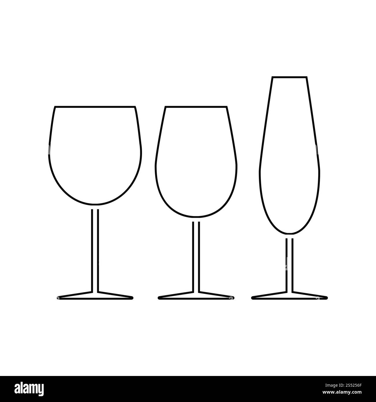 Gläser set Symbol. Thin Line Design. Vector Illustration. Stockfoto