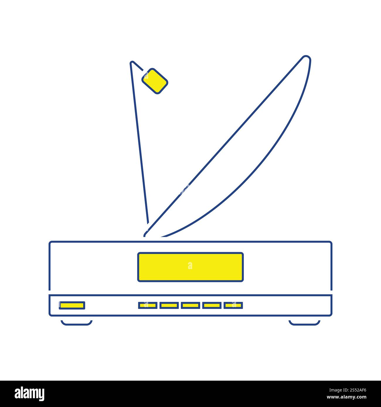 Sat-receiver mit Antenne-Symbol. Thin Line Design. Vector Illustration. Stockfoto