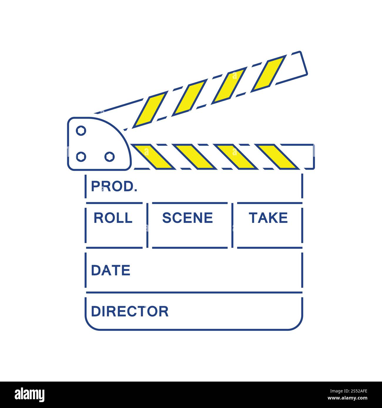 Film klatschen board Symbol. Thin Line Design. Vector Illustration. Stockfoto