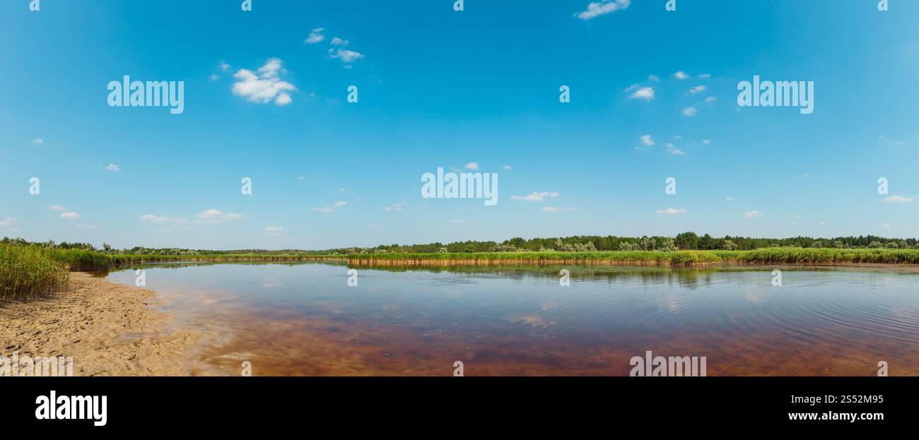 Sommer Pryschukove dunkel braun-rote Jod See mit einer therapeutischen Wirkung durch den hohen Gehalt an Jod (Kherson, Ukraine). Stockfoto