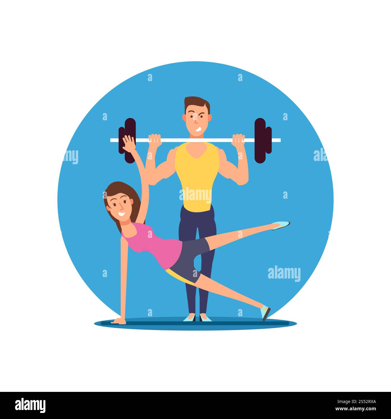 Fitness Spaß Person Vektor Cartoon Charaktere Symbol isoliert auf weiß. Flache Motivationsillustration für Sport. Fitness Spaß Person Vektor Cartoon Charaktere. Flache Motivationsillustration für Sport Stock Vektor