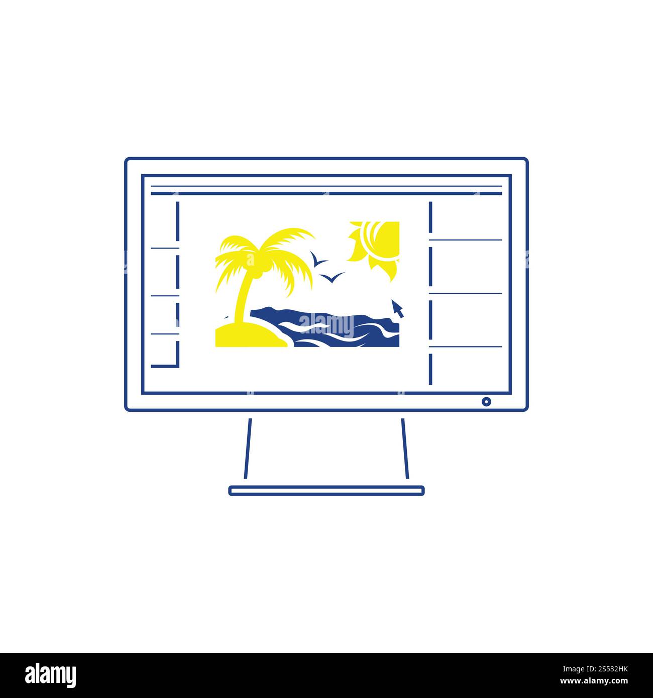 Symbol der Photo Editor auf Monitor. Thin Line Design. Vector Illustration. Stockfoto