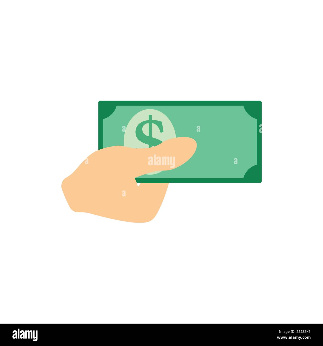 Hand Geld Symbol. Flache Farbgestaltung. Vector Illustration. Stockfoto