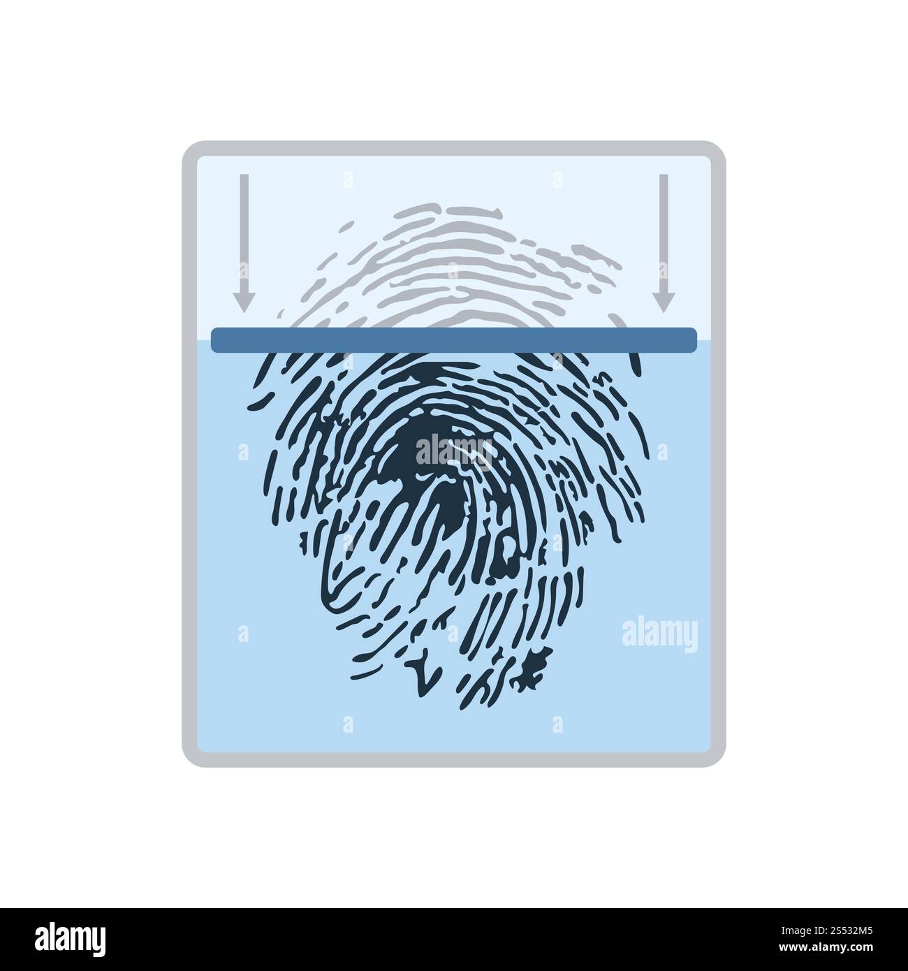 Symbol Fingerabdruck scannen. Flache Farbgestaltung. Vector Illustration. Stockfoto