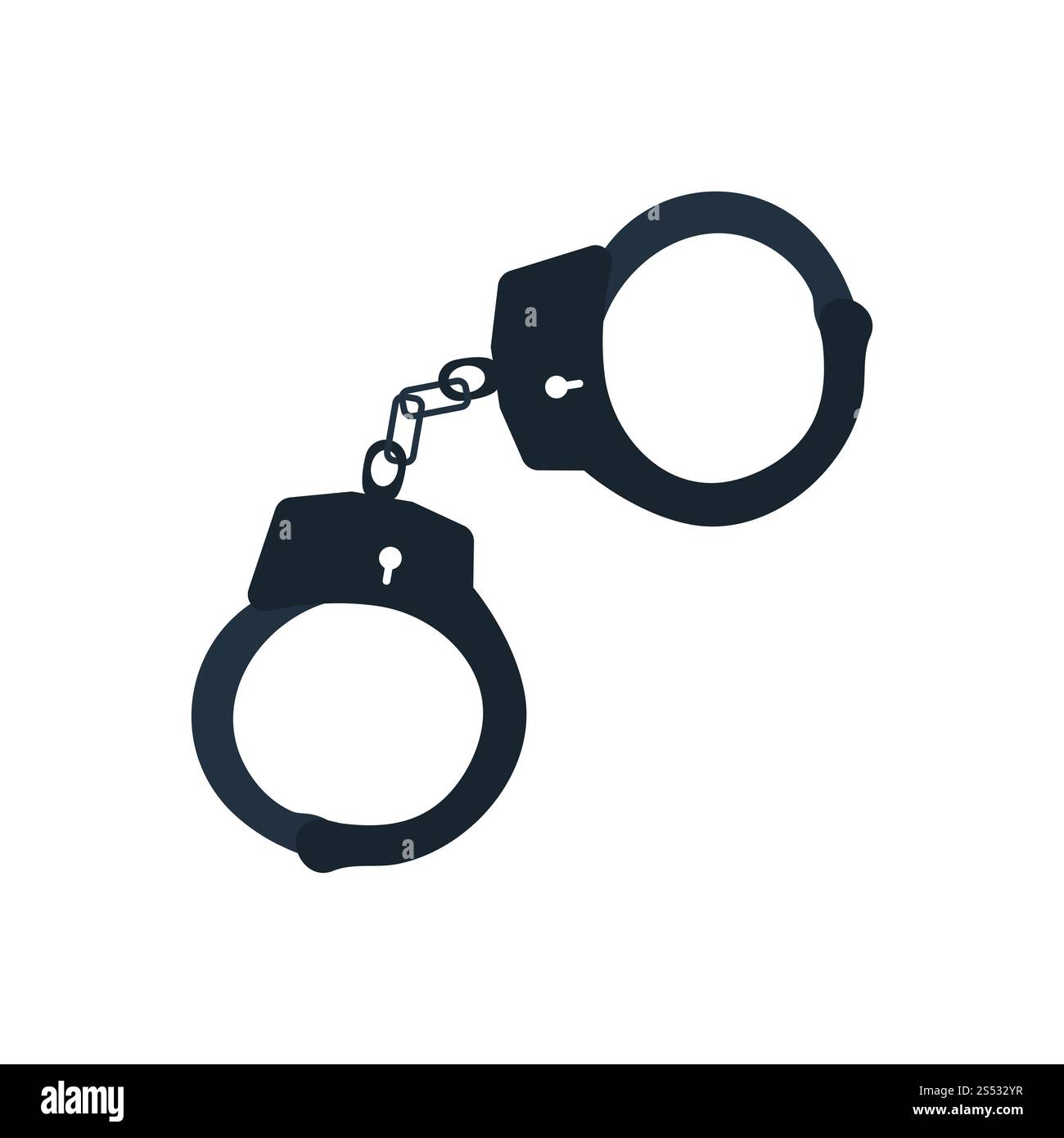 Polizei Handschellen Symbol. Flache Farbgestaltung. Vector Illustration. Stockfoto
