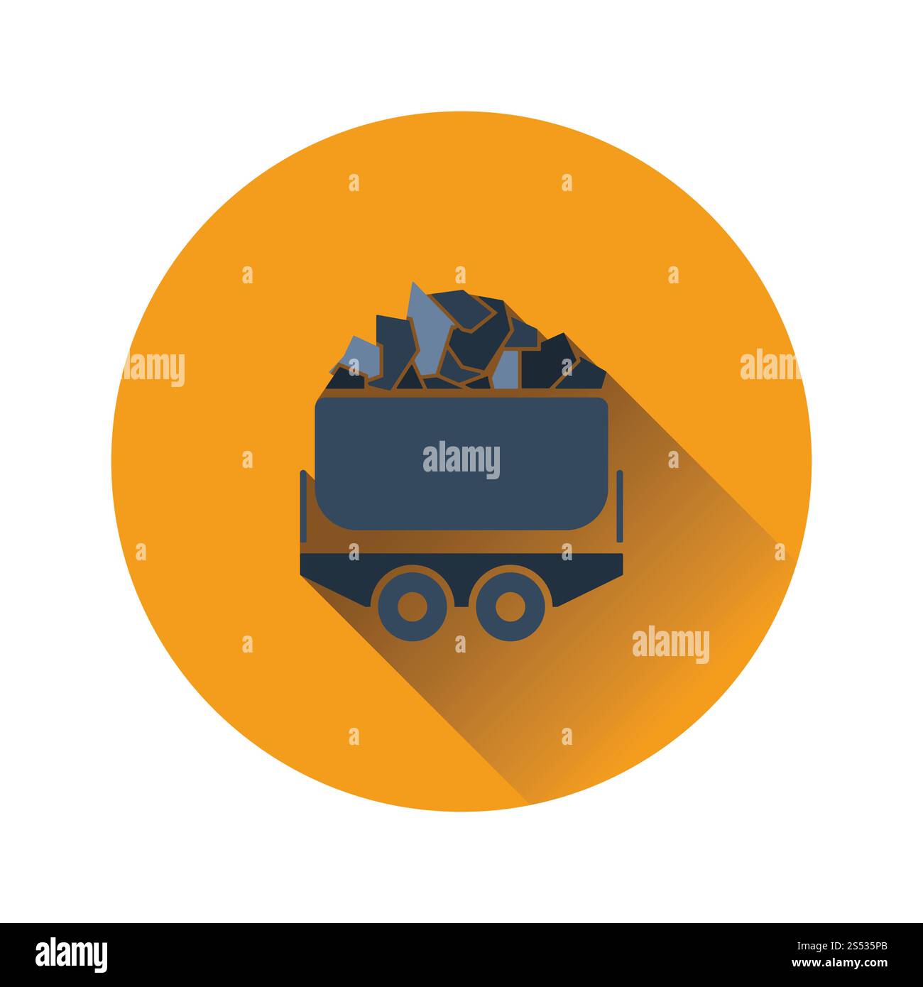 Mine-Kohle-Trolley-Symbol. Flache Farbgestaltung. Vektor-Illustration. Stockfoto