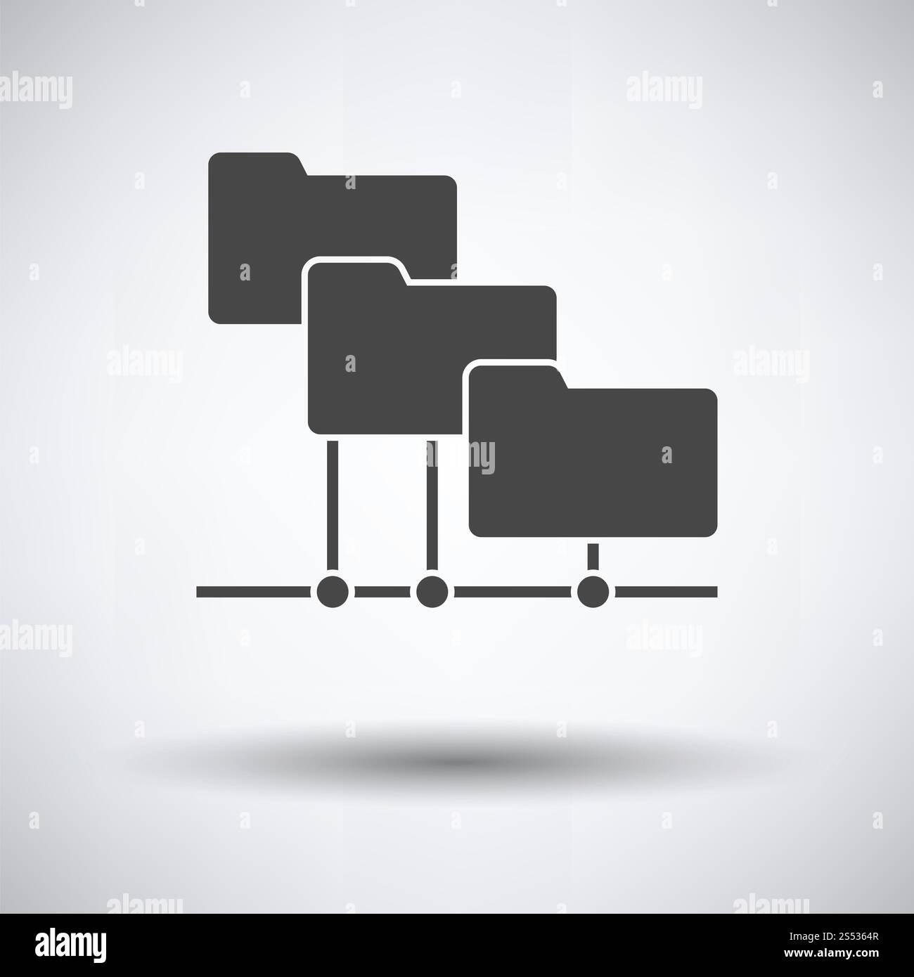Ordner Symbol Netzwerk auf grauem Hintergrund, runden Schatten. Vector Illustration. Stockfoto