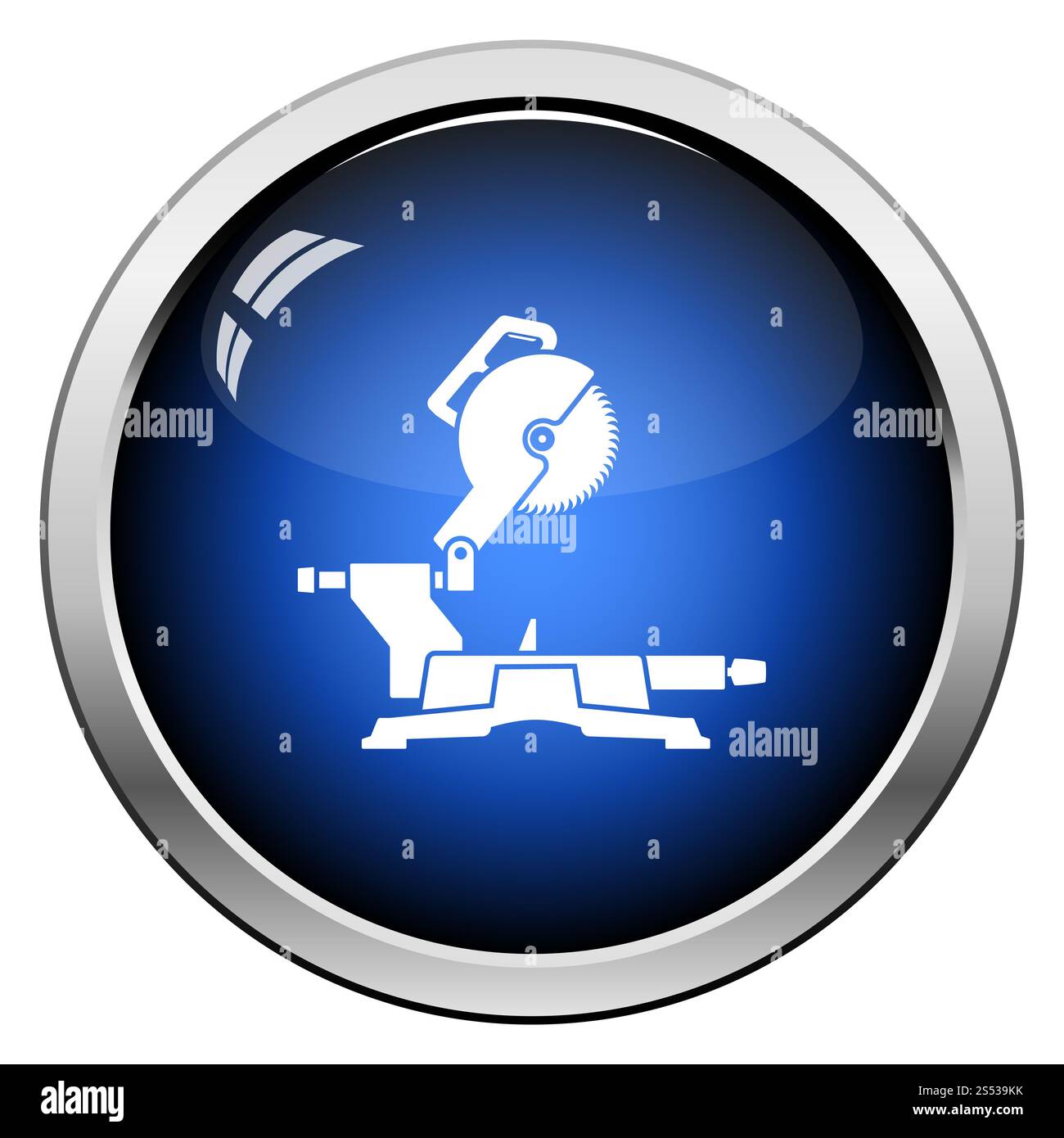 Das Symbol Kreisförmige Ende sah. Glänzendes Design. Vector Illustration. Stockfoto