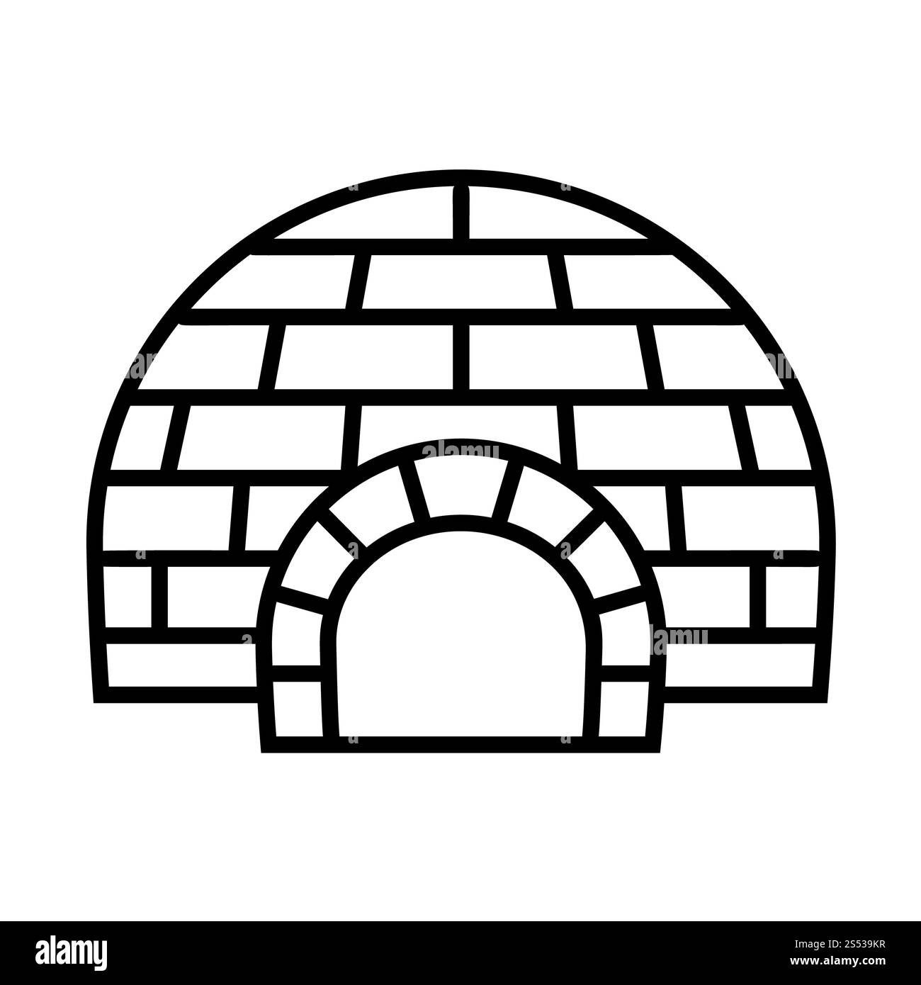 Iglu-Symbol der Arktis. Umreißen Sie das arktische Iglu-Vektorsymbol für Webdesign isoliert auf weißem Hintergrund. Iglu-Iglu-Ikone der Arktis, Outline-Style Stockfoto