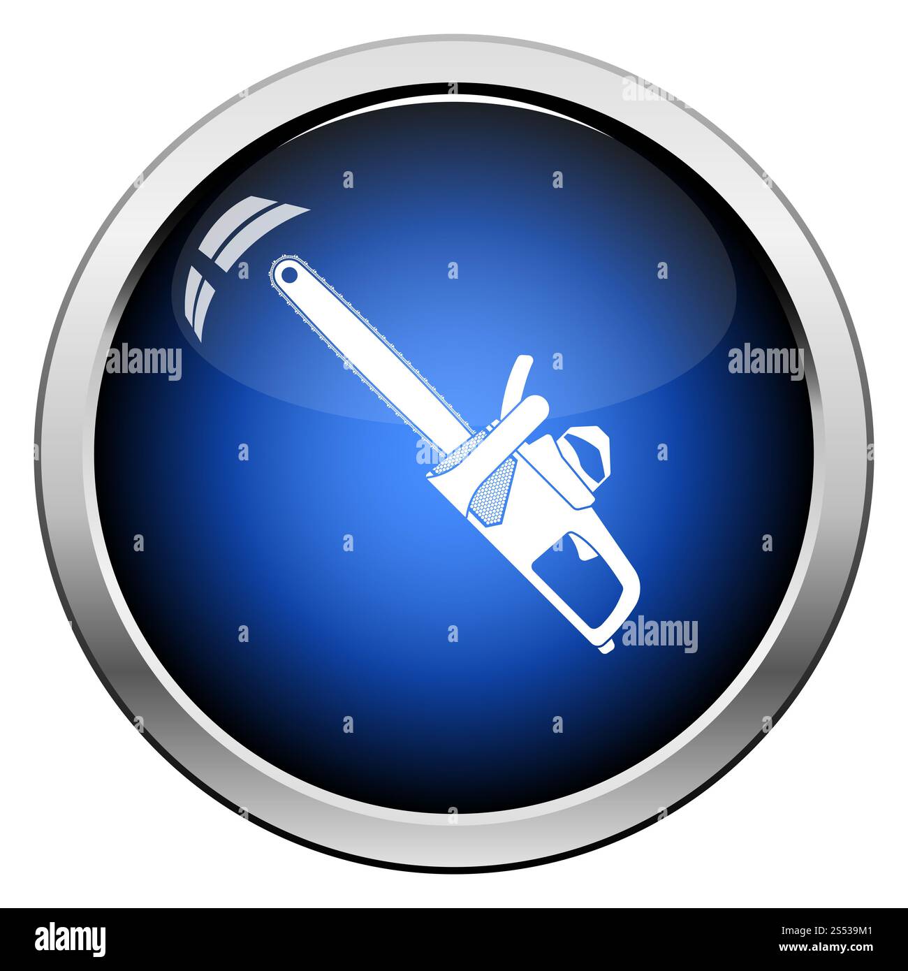 Kette sah Symbol. Glänzendes Design. Vector Illustration. Stockfoto