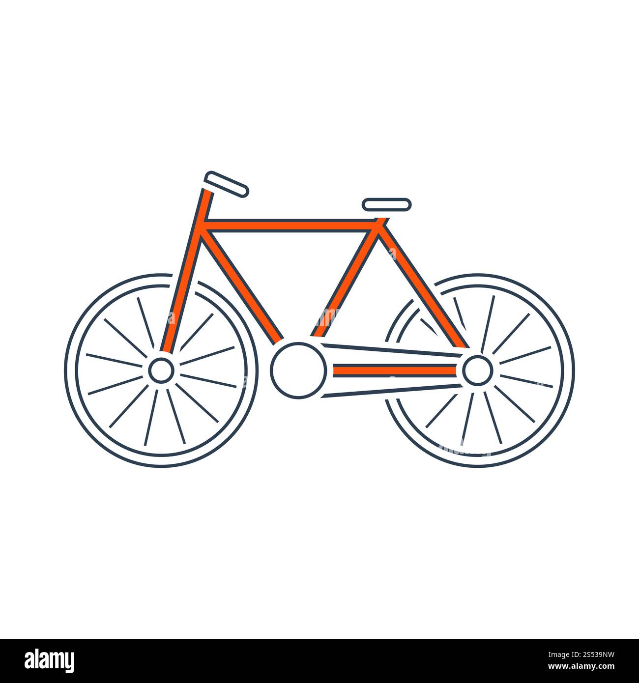 Ökologische Bike - Symbol. Dünne Linie mit roten Füllen Design. Vector Illustration. Stockfoto