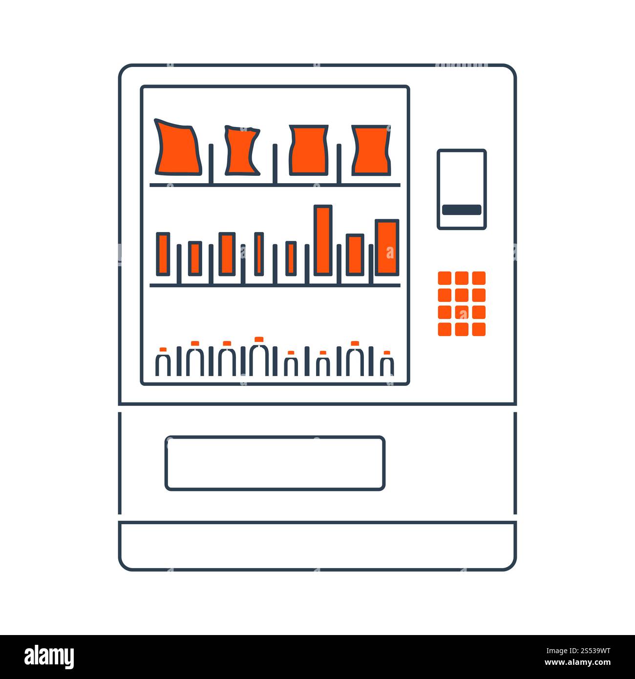 Symbol der Lebensmittel verkaufen. Dünne Linie mit roten Füllen Design. Vector Illustration. Stockfoto