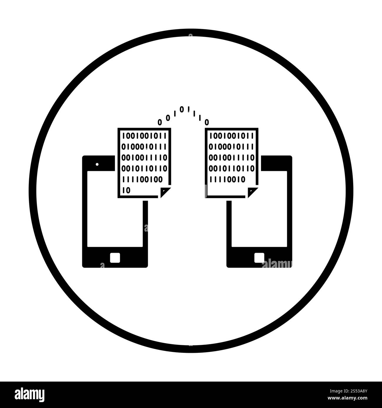 Der Austausch von Daten. Dünne Kreis Stencil Design. Vector Illustration. Stockfoto