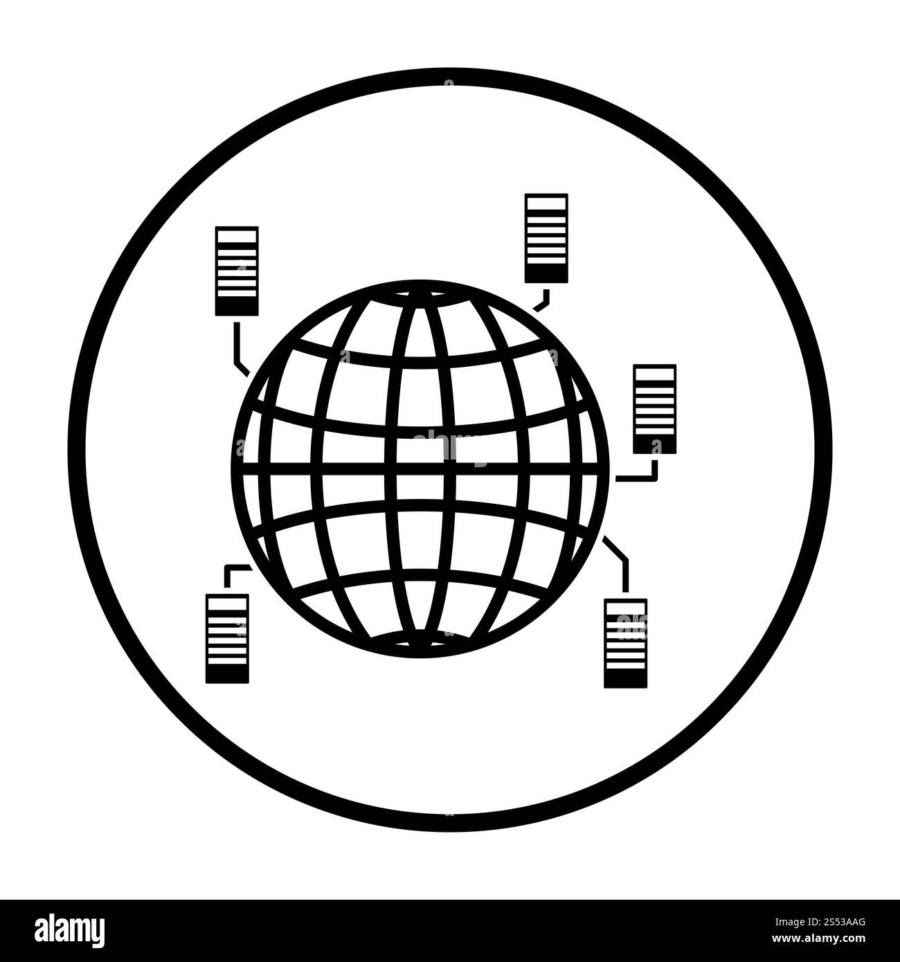 Grosse Daten Symbol. Dünne Kreis Stencil Design. Vector Illustration. Stockfoto