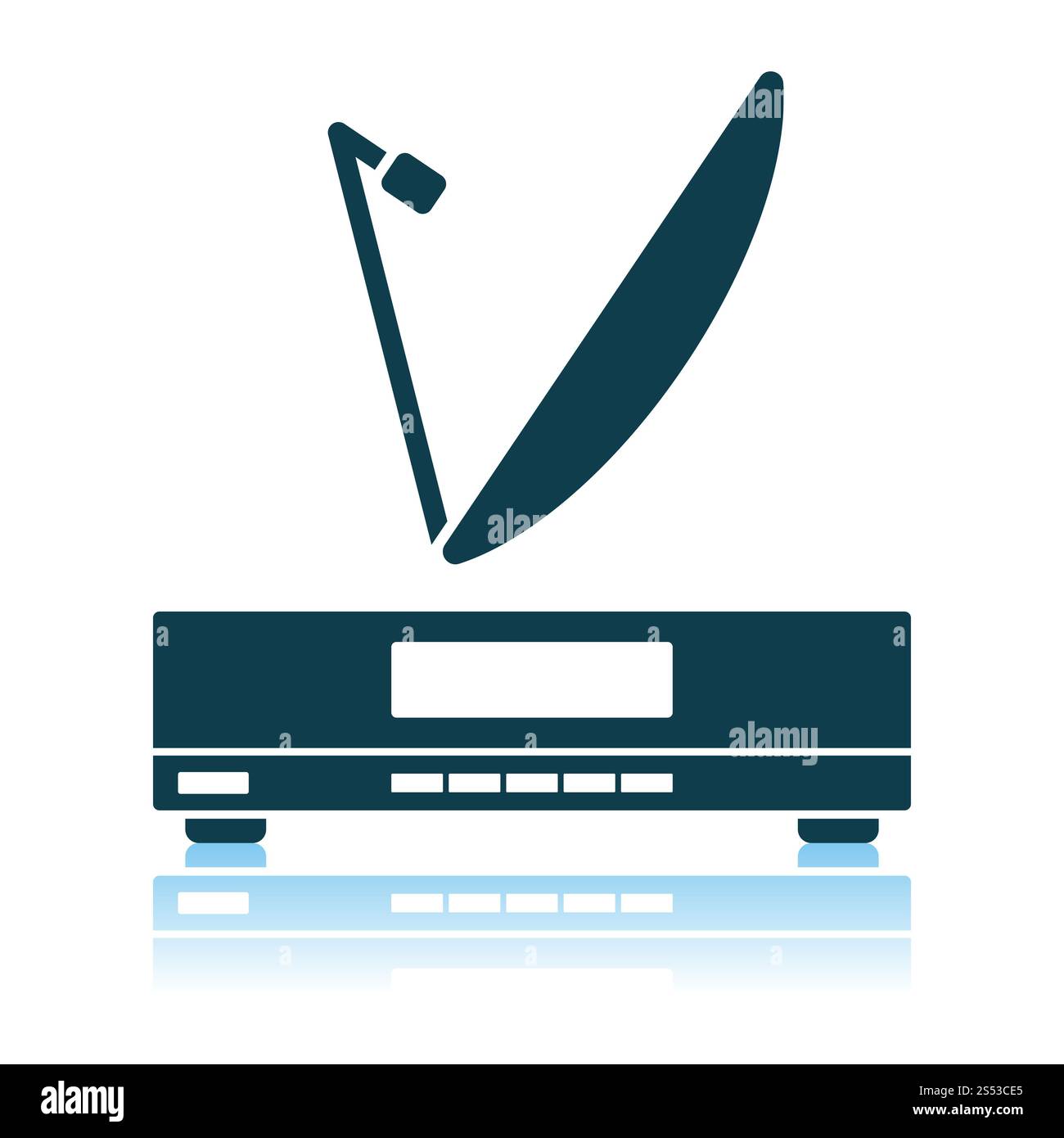 Sat-Receiver mit Antenne. Schatten Reflexion Design. Vector Illustration. Stockfoto