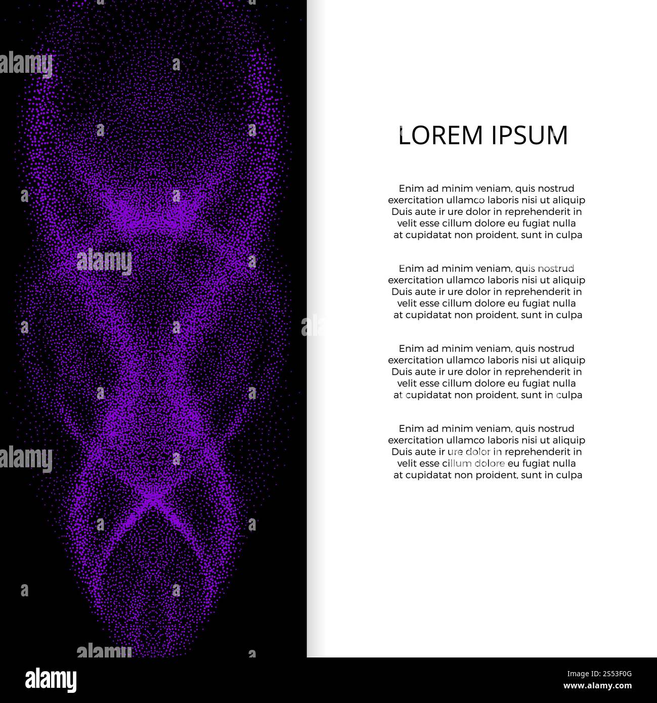 Posterbanner mit Hintergrundschablone mit abstrakter ultravioletter Rauchwelle. Vektorabbildung. Poster oder Hintergrundvorlage mit Ultraviolett Stockfoto