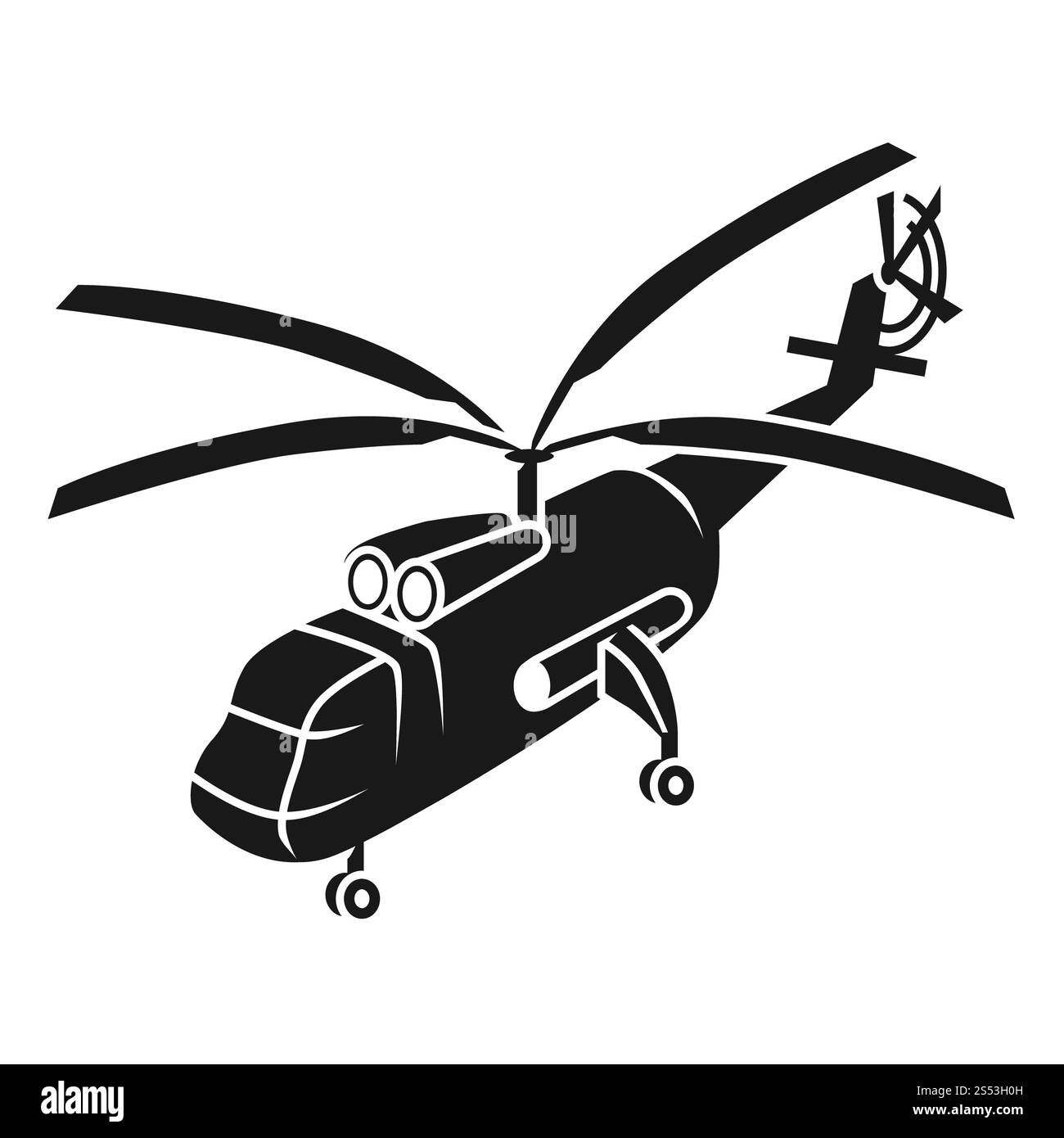 Symbol für großen Transporthubschrauber. Einfache Illustration des großen Transporthubschrauber-Vektorsymbols für Webdesign isoliert auf weißem Hintergrund. Groß Stockfoto