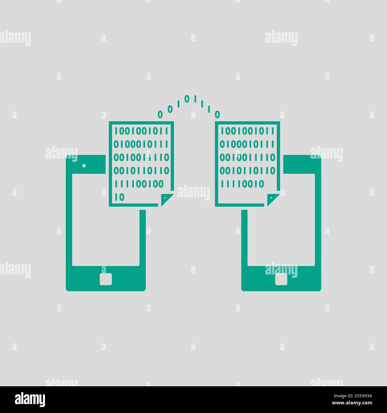Der Austausch von Daten. Grün auf grauem Hintergrund. Vector Illustration. Stockfoto