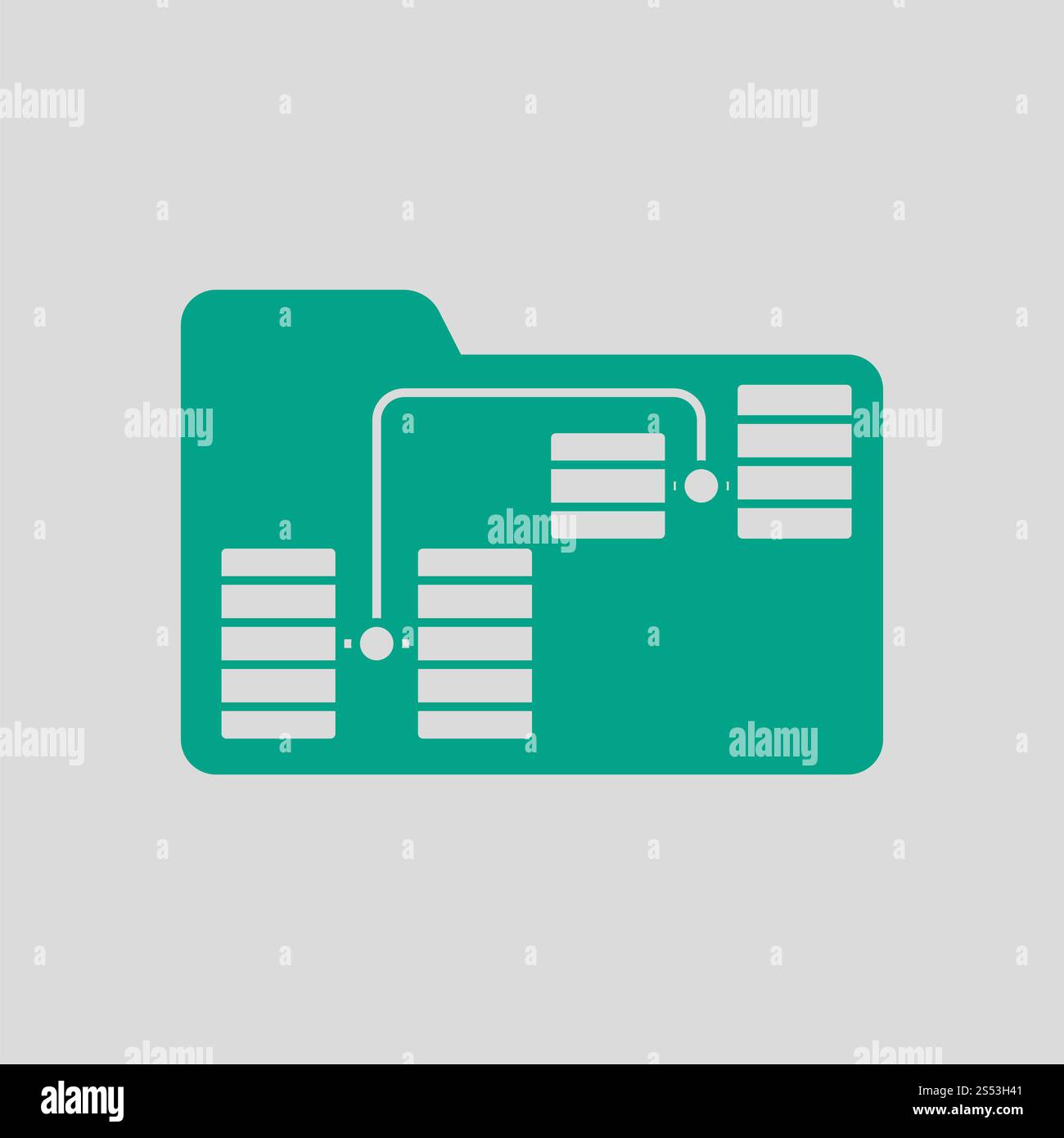 Ordner Symbol "Netzwerk". Grün auf grauem Hintergrund. Vector Illustration. Stockfoto