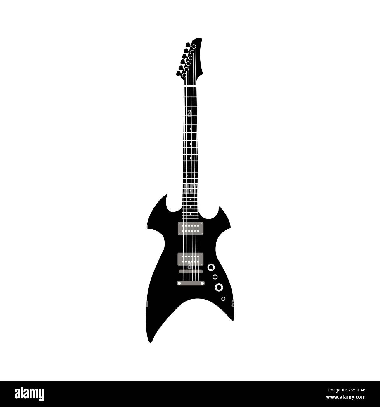 E-Gitarre Saite Musical Instruments Silhouette. Vector Illustration. Stockfoto