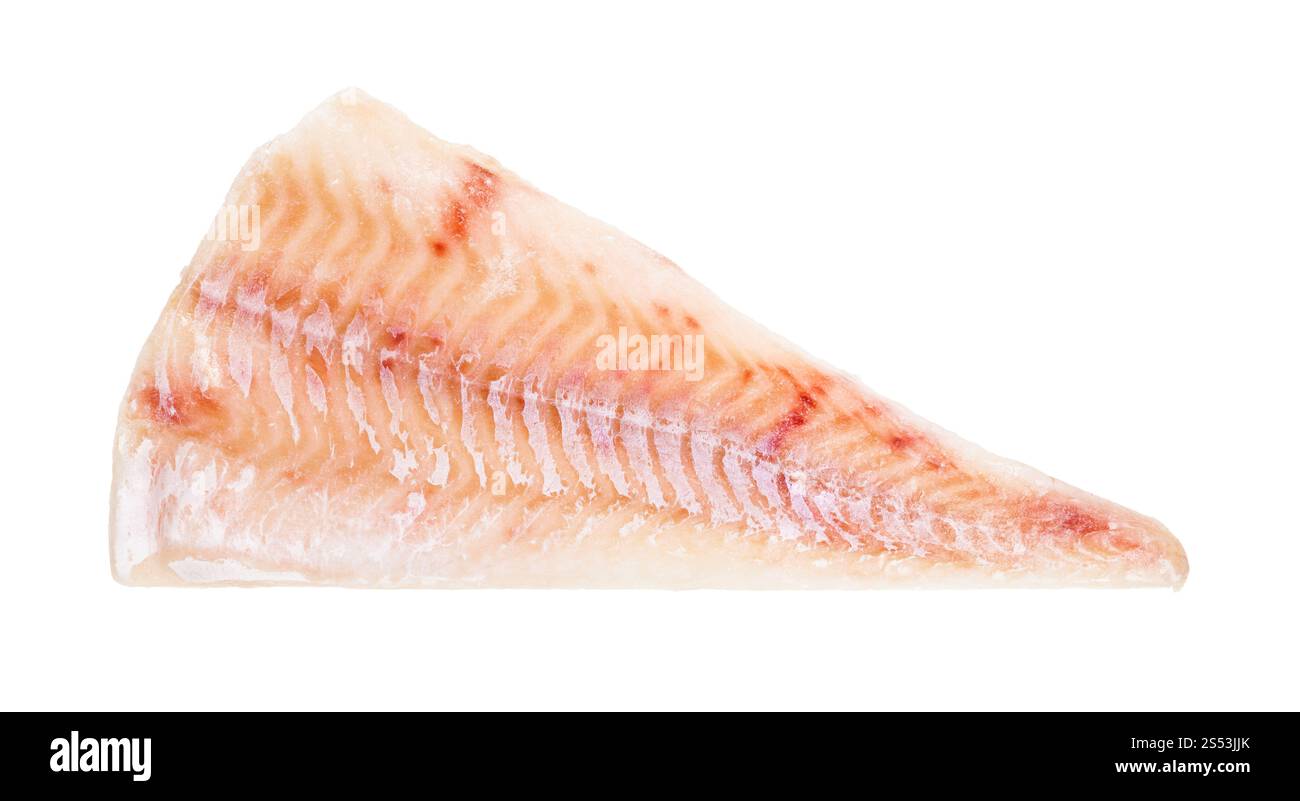 Raw gefroren Filet vom Kabeljau auf weißem Hintergrund Stockfoto