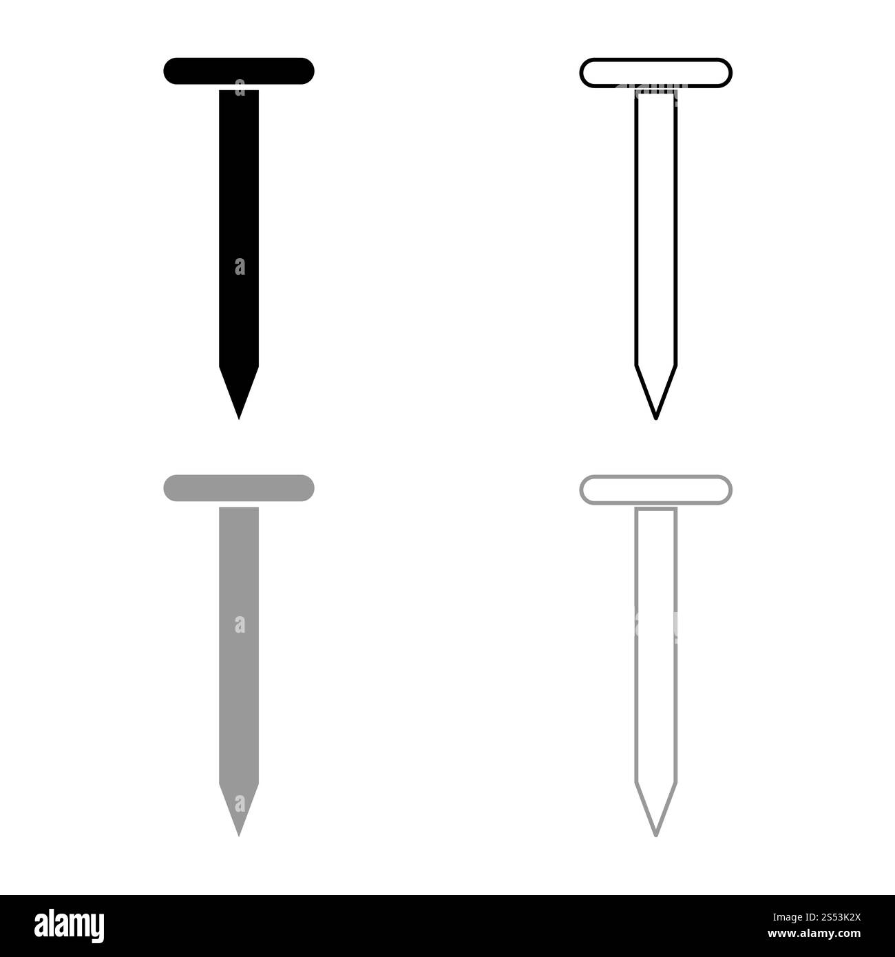 Eisennagel Symbol Umrisse Set schwarz Farbe grau Vektor-illustration Flat Style simple Image Stockfoto