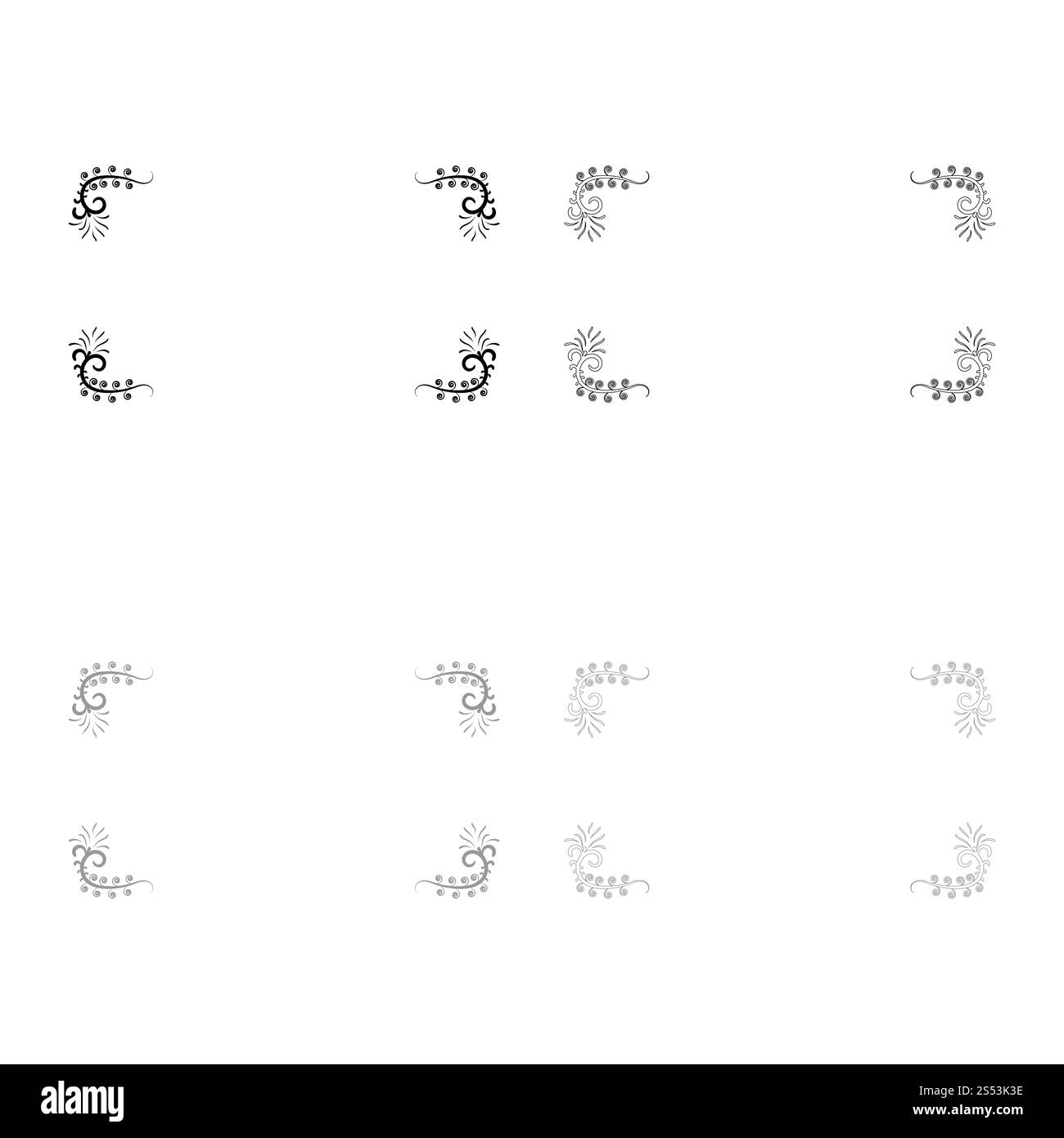 Froral board Kunst Rahmen Symbol Umrisse Set schwarz Farbe grau Vektor-illustration Flat Style simple Image Stockfoto