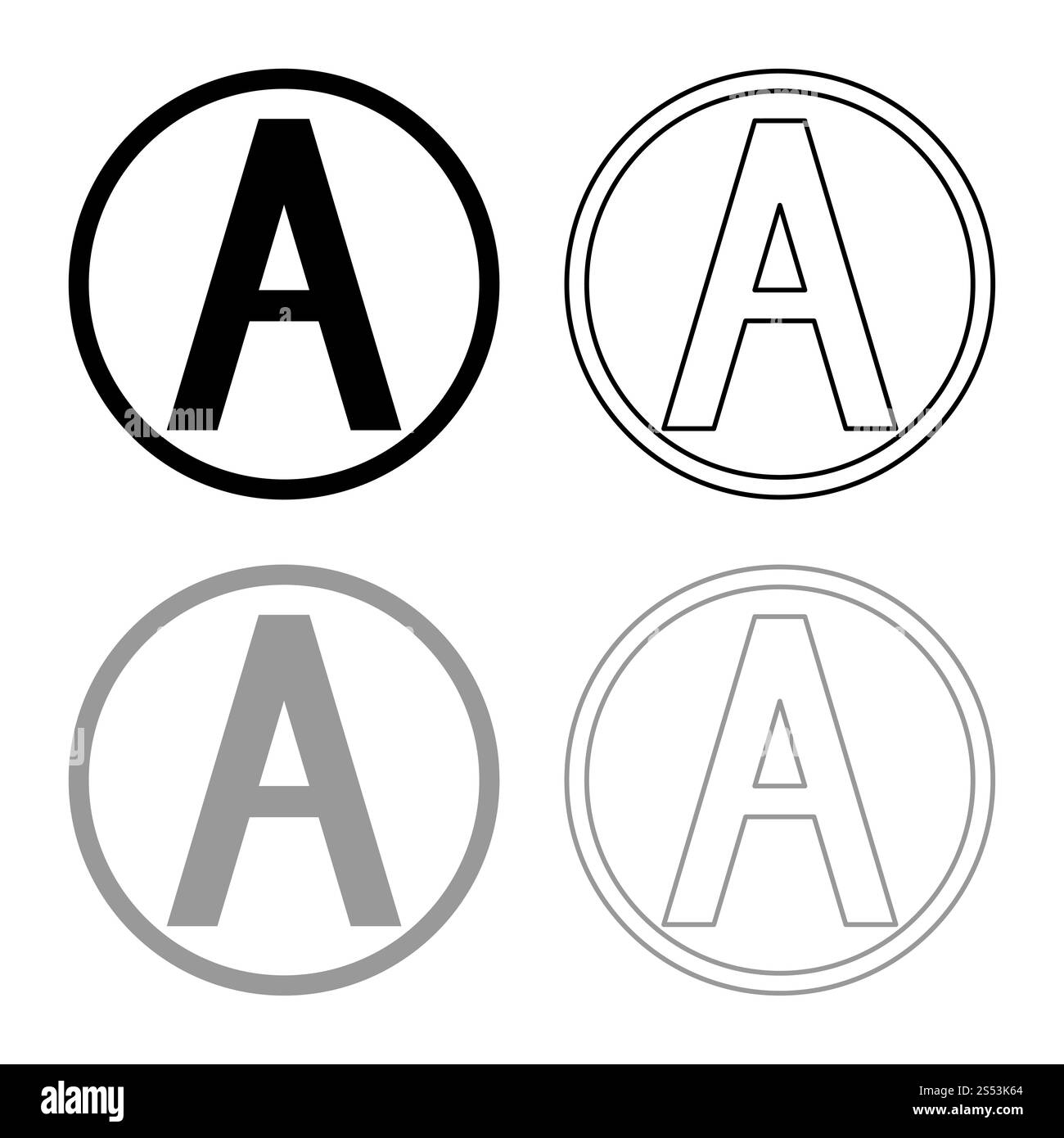Chemische Reinigung mit jeder Lösung Kleidung pflege Symbole Waschen Konzept Wäscheservice zeichen Symbol outline Schwarz Grau Farbe Vektor-illustration Flat Style eingestellt Stockfoto