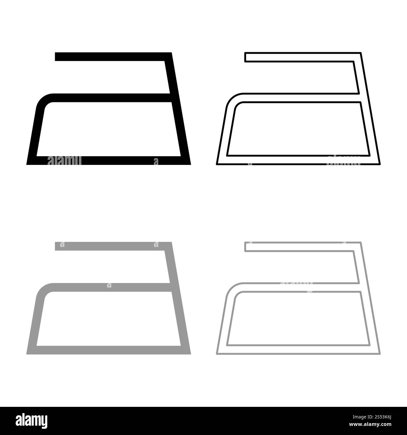 Bügeln ist erlaubt Kleidung pflege Symbole Waschen Konzept Wäscheservice zeichen Symbol outline Schwarz Grau Farbe Vektor-illustration Flat Style einfach Bild einstellen Stockfoto