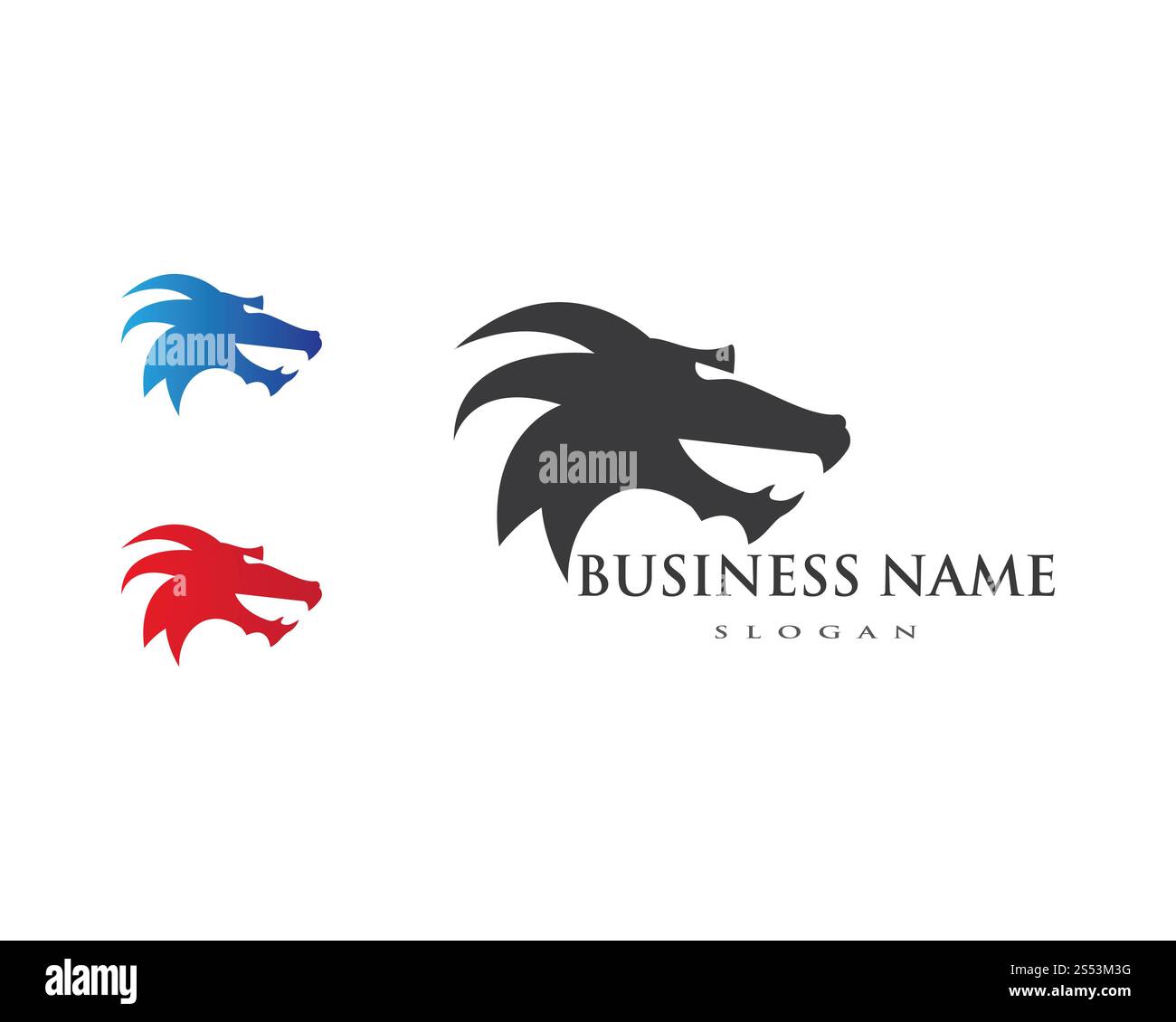 Kopf dragon flachen Farbe logo template Vector Illustration Stockfoto
