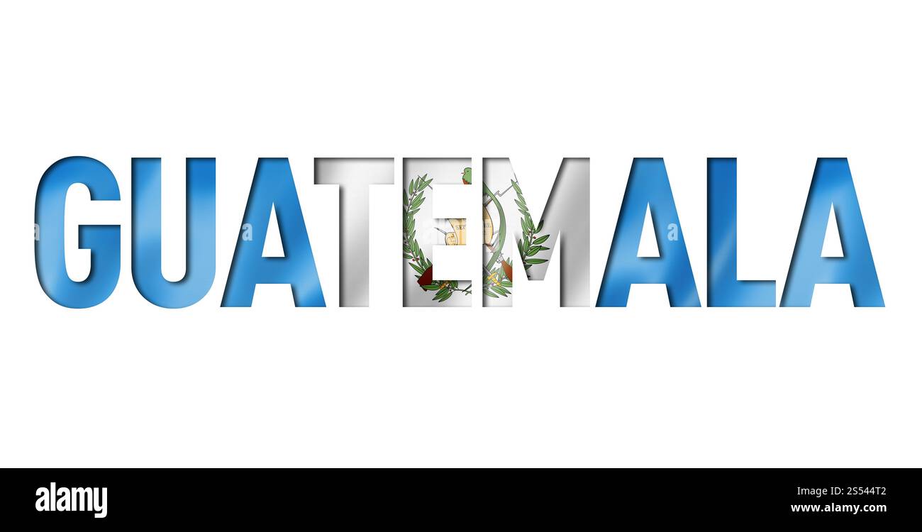 Textschriftart für Flagge guatemalas. guatemala Symbol Hintergrund. Textschriftart für Flagge guatemala Stockfoto