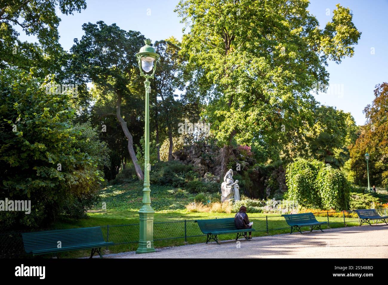 Parc Monceau Gärten und Statuen, Paris, Frankreich. Parc Monceau, Paris, Frankreich Stockfoto