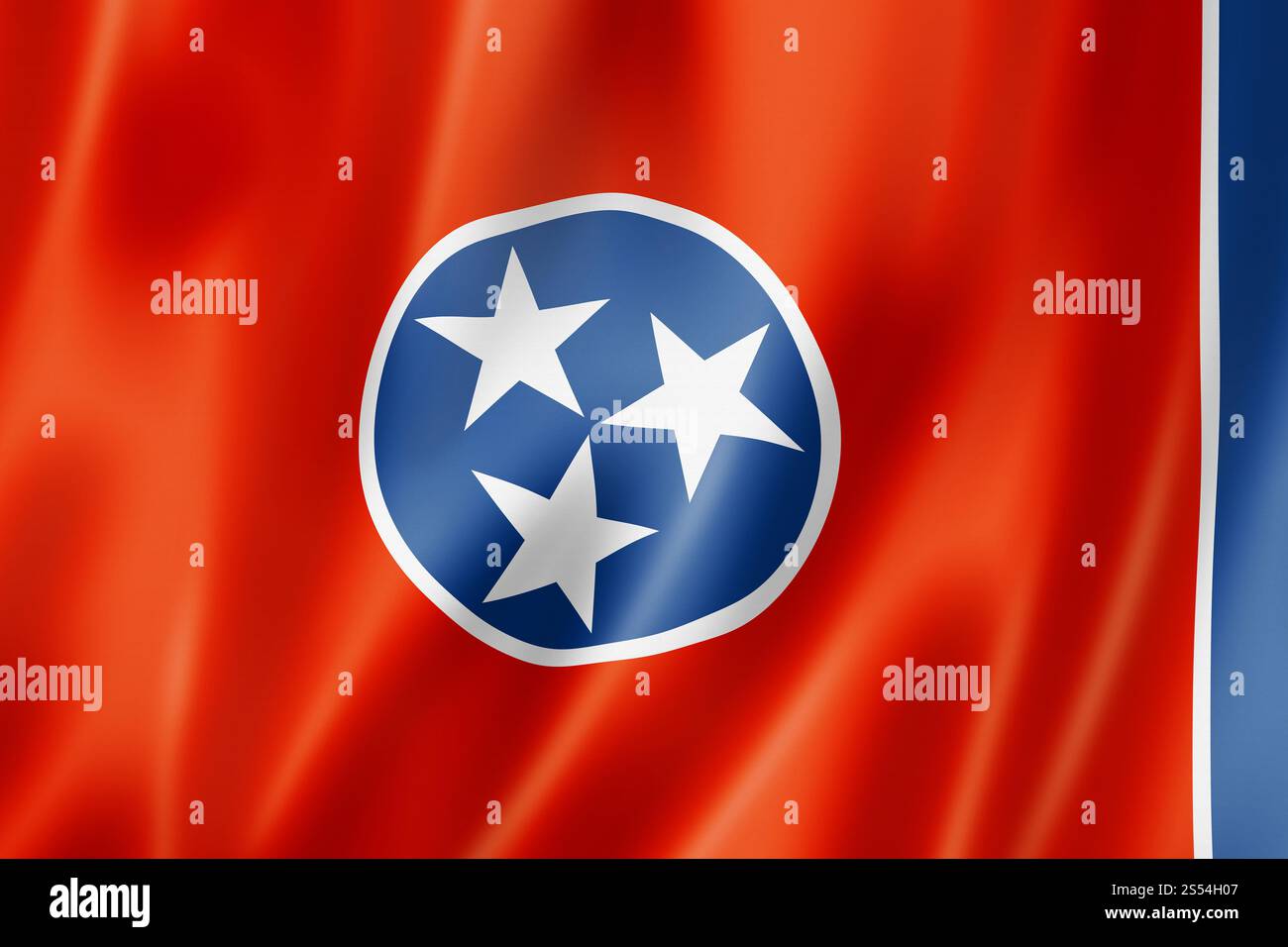 Tennessee Flag, us-amerikanische Bannersammlung. 3D-Abbildung. Tennessee-Flagge, USA Stockfoto