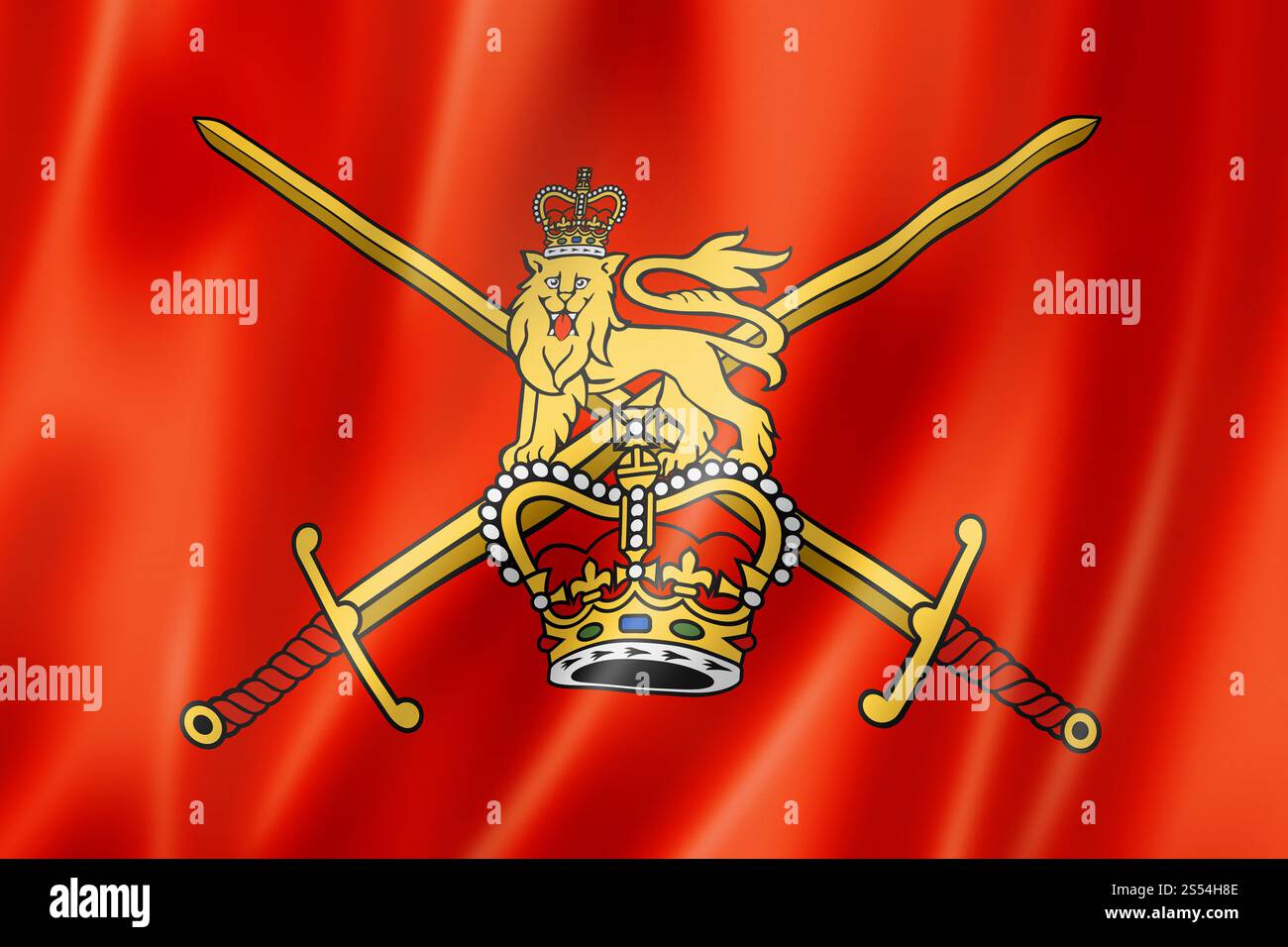 Britische Armee-Flagge, Großbritannien winkende Bannersammlung. 3D-Abbildung. Britische Armee-Flagge, Großbritannien Stockfoto