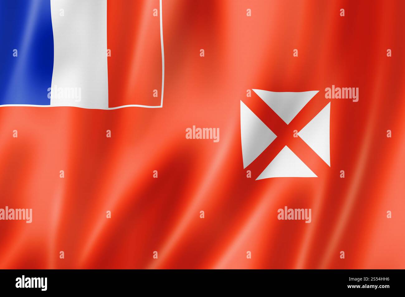 Wallis- und Futuna-Flagge, Überseegebiete Frankreichs. 3D-Abbildung. Wallis- und Futuna-Flagge, Überseegebiete Frankreichs Stockfoto