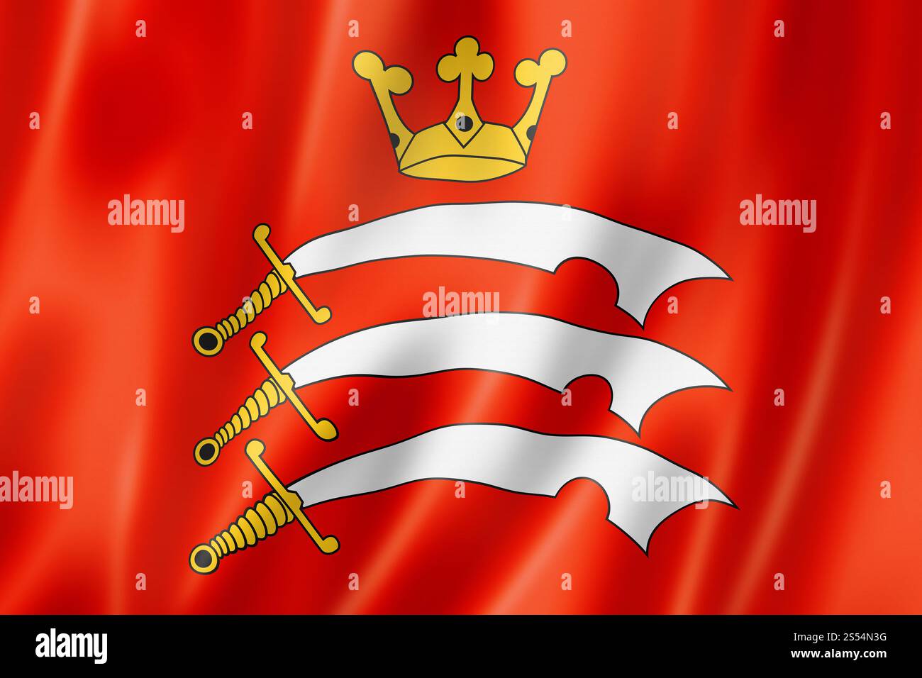 Middlesex County Fahne, Großbritannien, wehende Bannerkollektion. 3D-Abbildung. Middlesex County Flag, Großbritannien Stockfoto