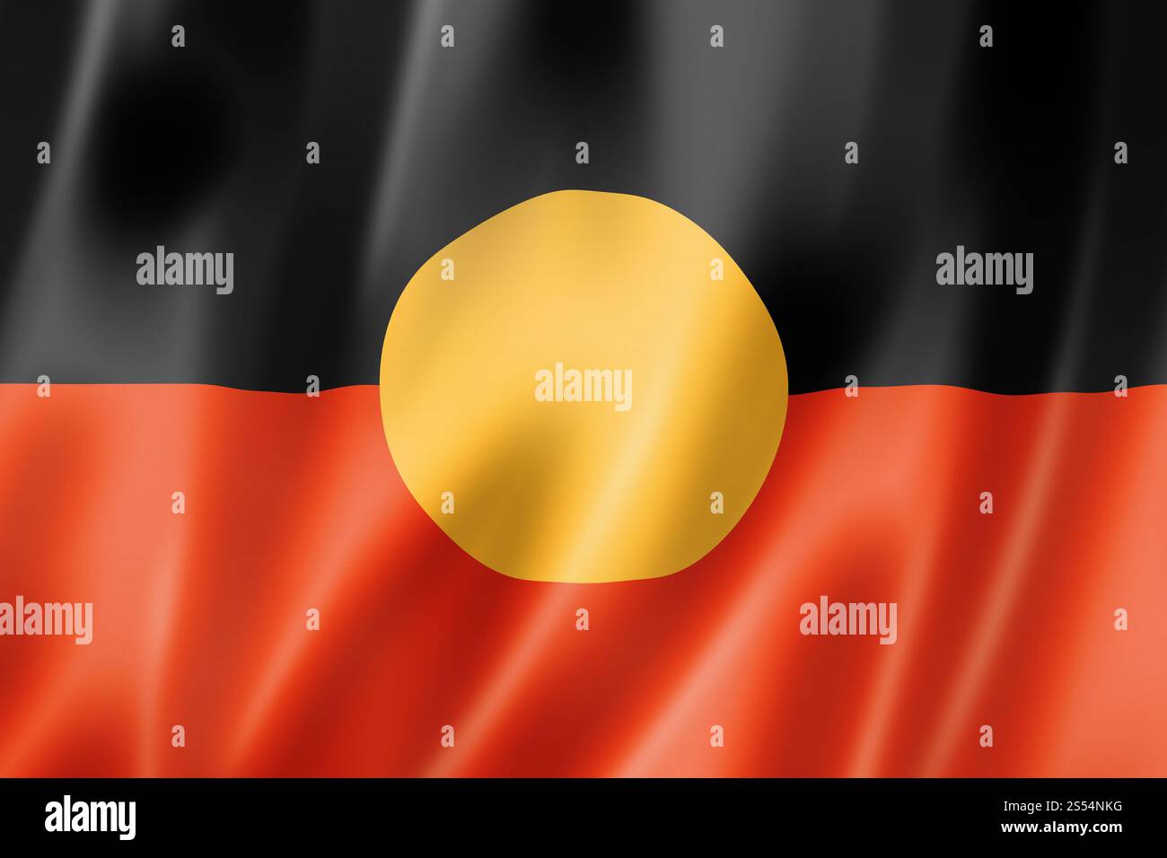 Ethnische Flagge der australischen Aborigines. 3D-Abbildung. Ethnische Flagge der australischen Aborigines Stockfoto