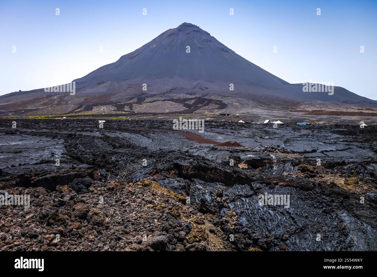 Vulkan Pico do Fogo in Cha das Caldeiras, Kap Verde. Pico do Fogo, Cha das Caldeiras, Kap Verde Stockfoto